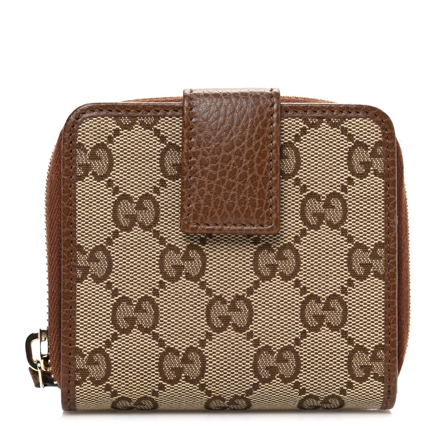 Monogram Dollar Calfskin Zip Around French Wallet Beige Ebony Tabacco