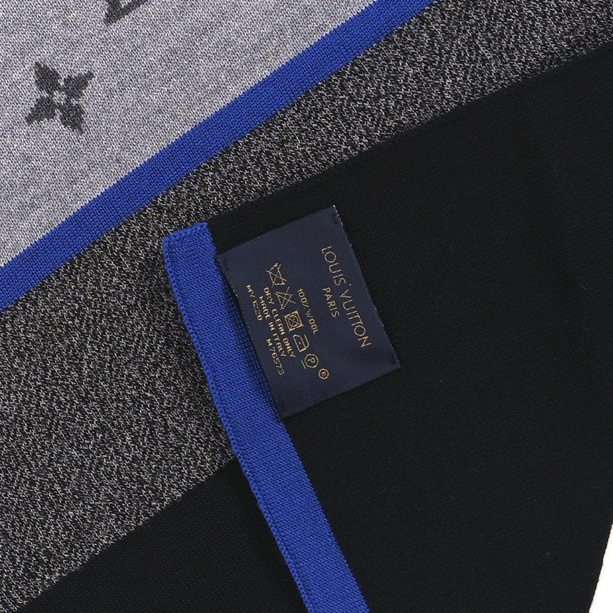 Wool Monogram Color Block Scarf Black