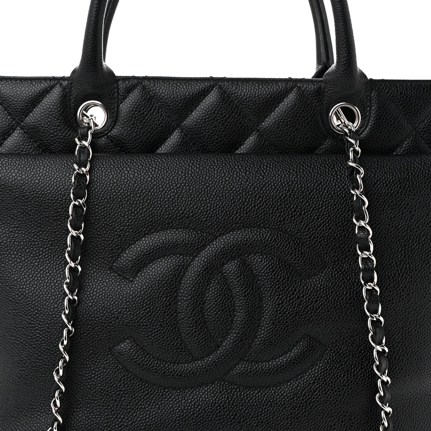 Soft Caviar CC Medium Top Handle Tote Black