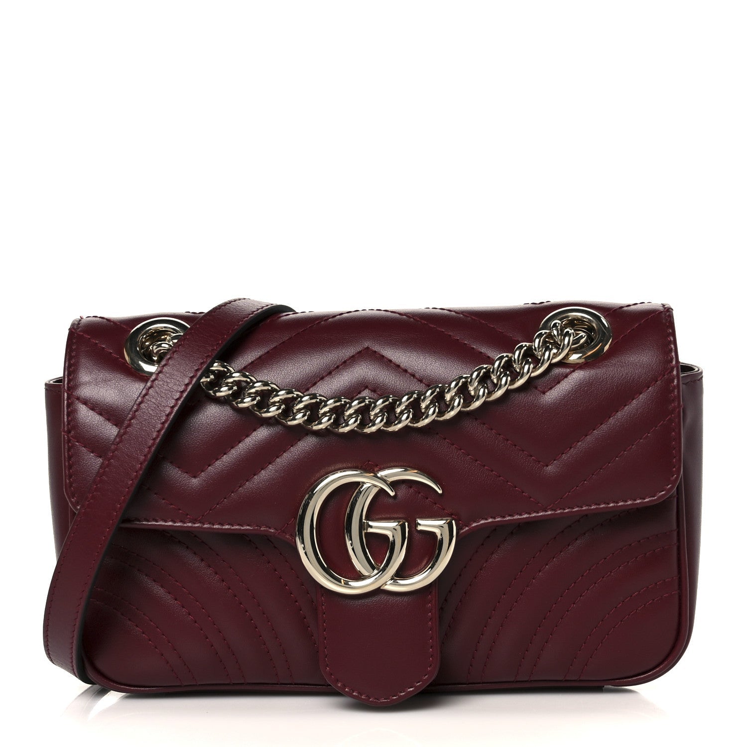 Lambskin Matelasse Small GG Marmont Shoulder Bag Rosso Ancora