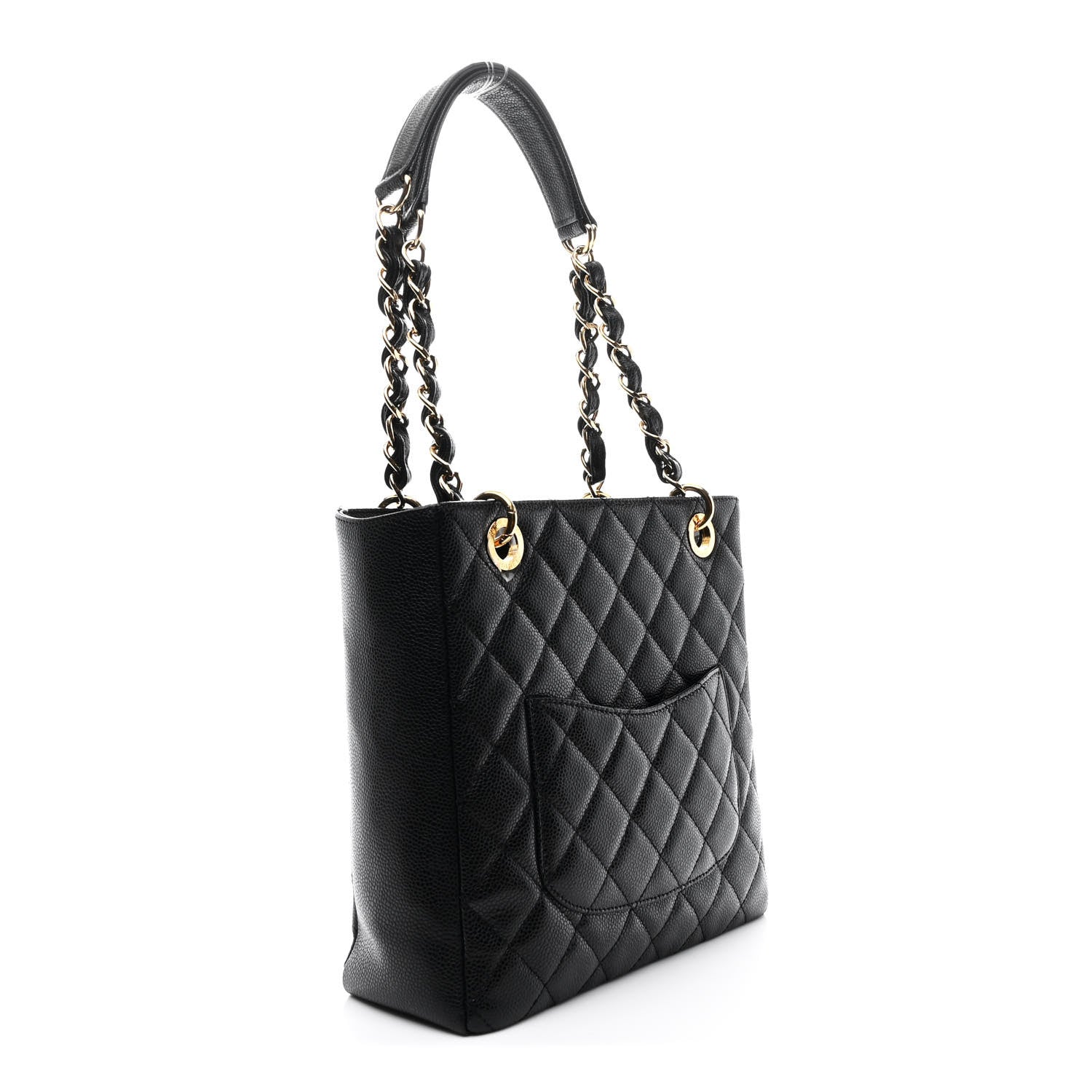 Caviar Quilted Petit Shopping Tote PST Black