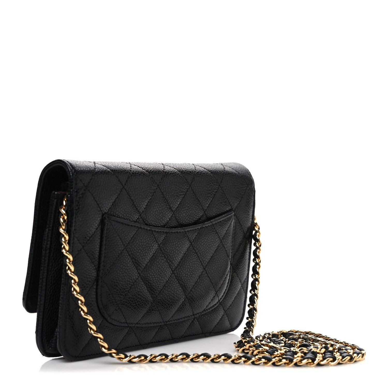 Caviar Quilted Wallet on Chain WOC Black