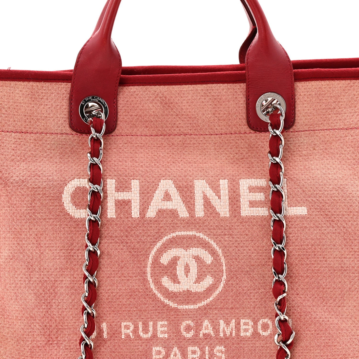 Canvas Medium Deauville Tote Red