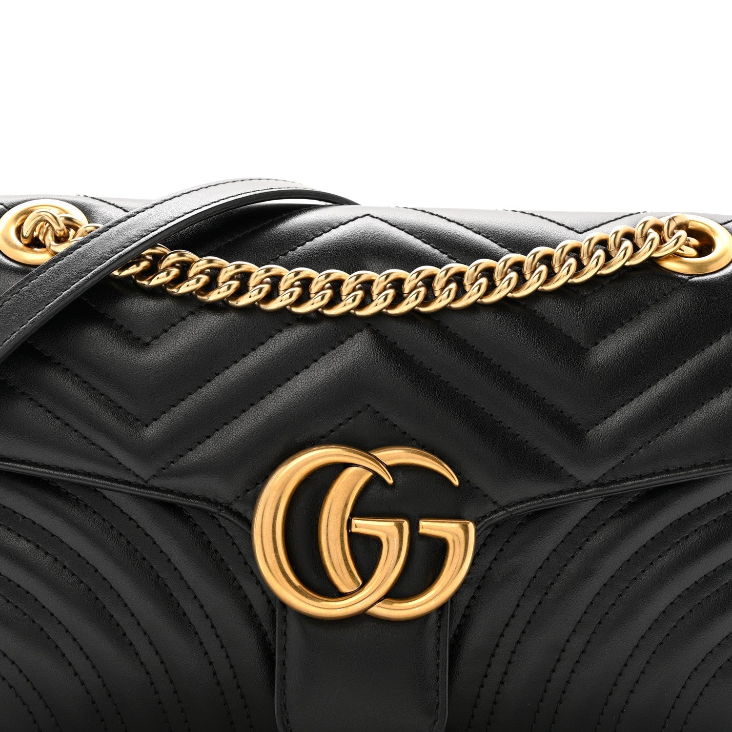 Calfskin Matelasse Small GG Marmont Shoulder Bag Black