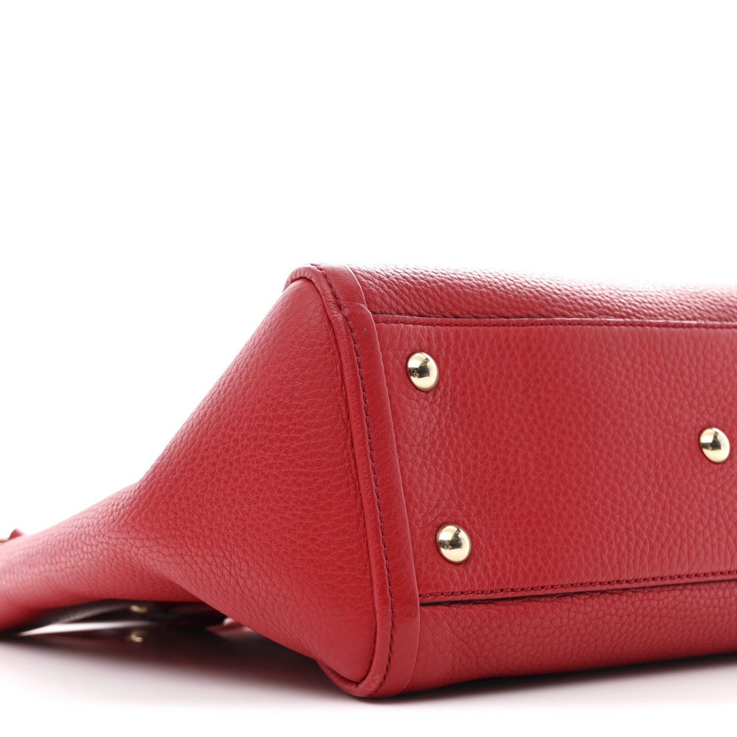 Pebbled Calfskin Small Soho Top Handle Bag Red