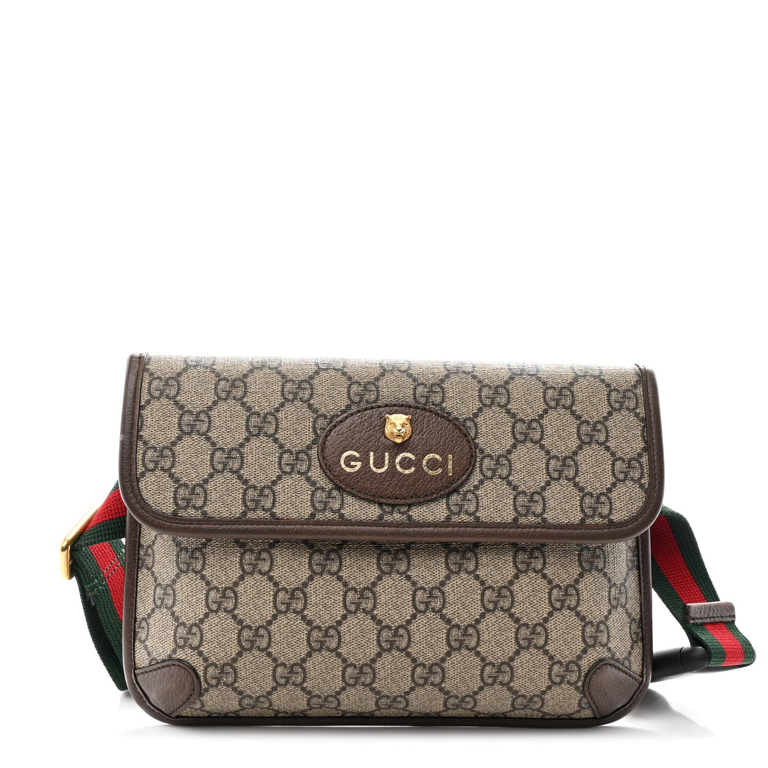 GG Supreme Monogram Neo Vintage Web Belt Bag Brown