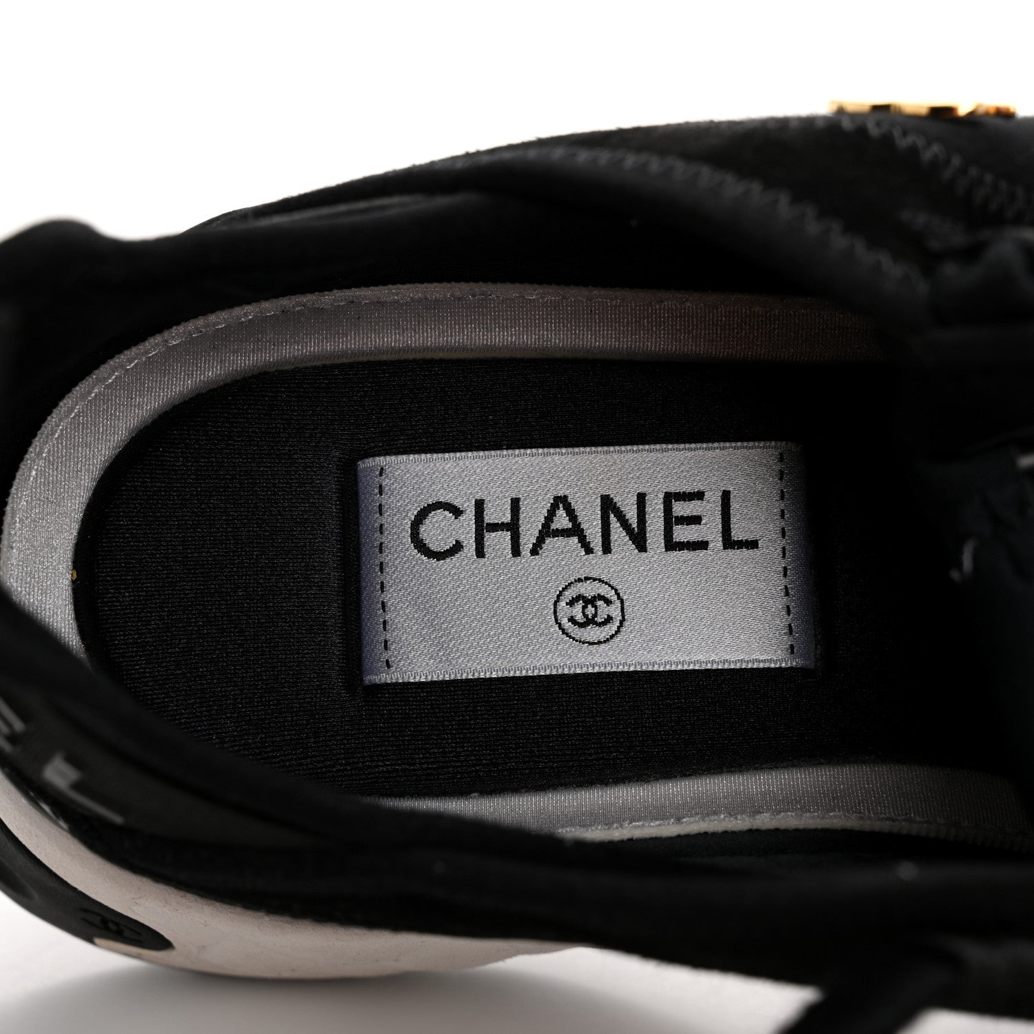 Velvet Calfskin Mixed Fibers CC Sneakers 38 Black