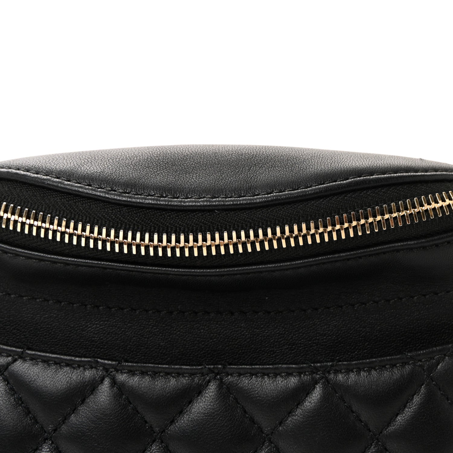 Lambskin Quilted Waist Bag Fanny Pack Black