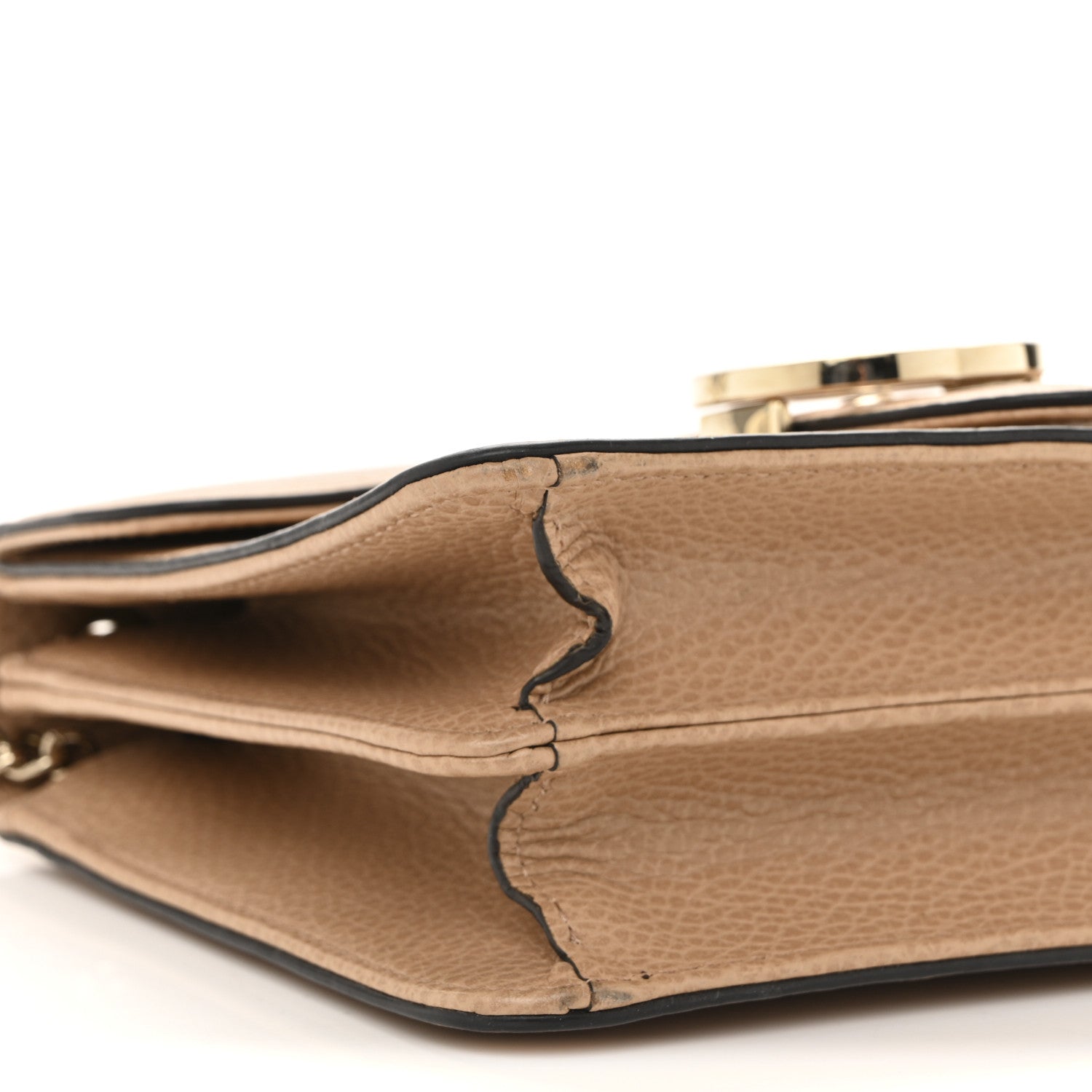 Dollar Calfskin Small Interlocking G Shoulder Bag Camelia