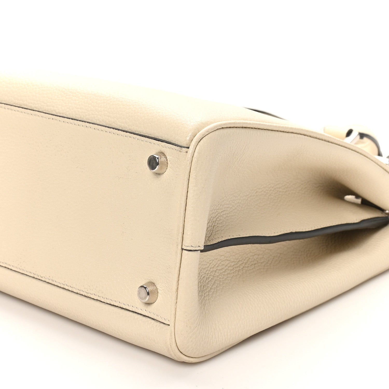 Grainy Calfskin Medium Zumi Top Handle Bag Mystic White
