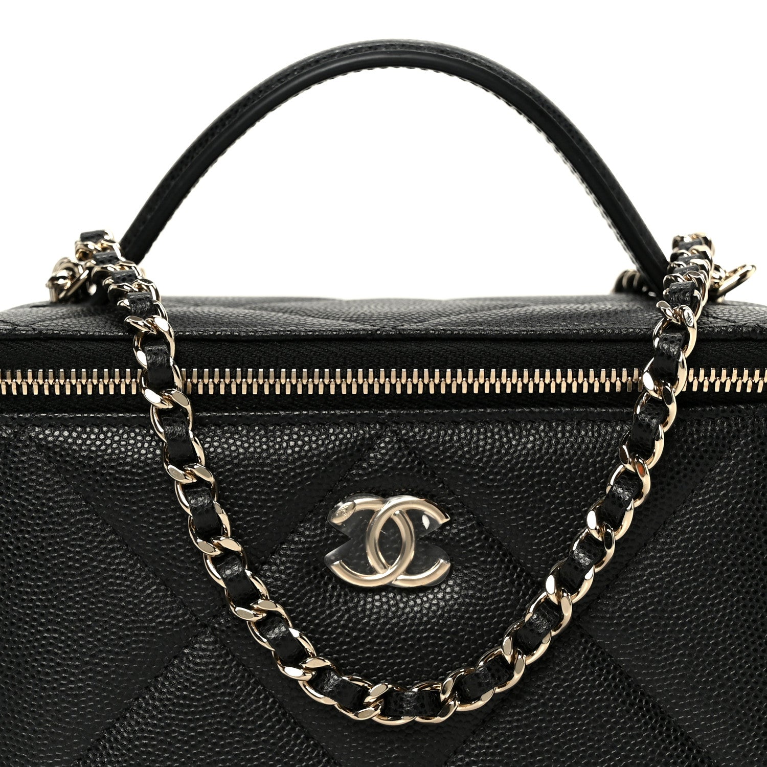 Caviar Quilted Top Handle Long Vanity Black