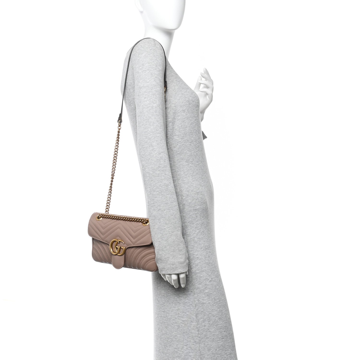 Calfskin Matelasse Small GG Marmont Shoulder Bag Porcelain Rose