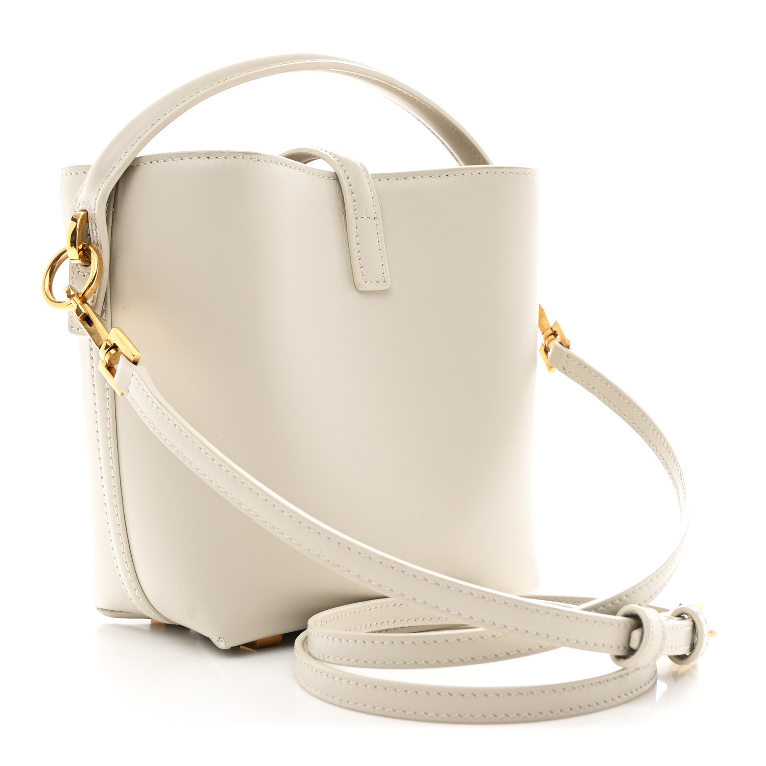 Shiny Calfskin Le 37 Mini Bucket Bag Blanc Vintage
