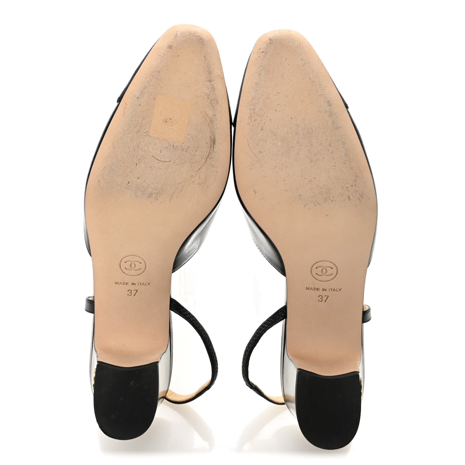 Goatskin Grosgrain Cap Toe CC Slingback Pumps 37 Black