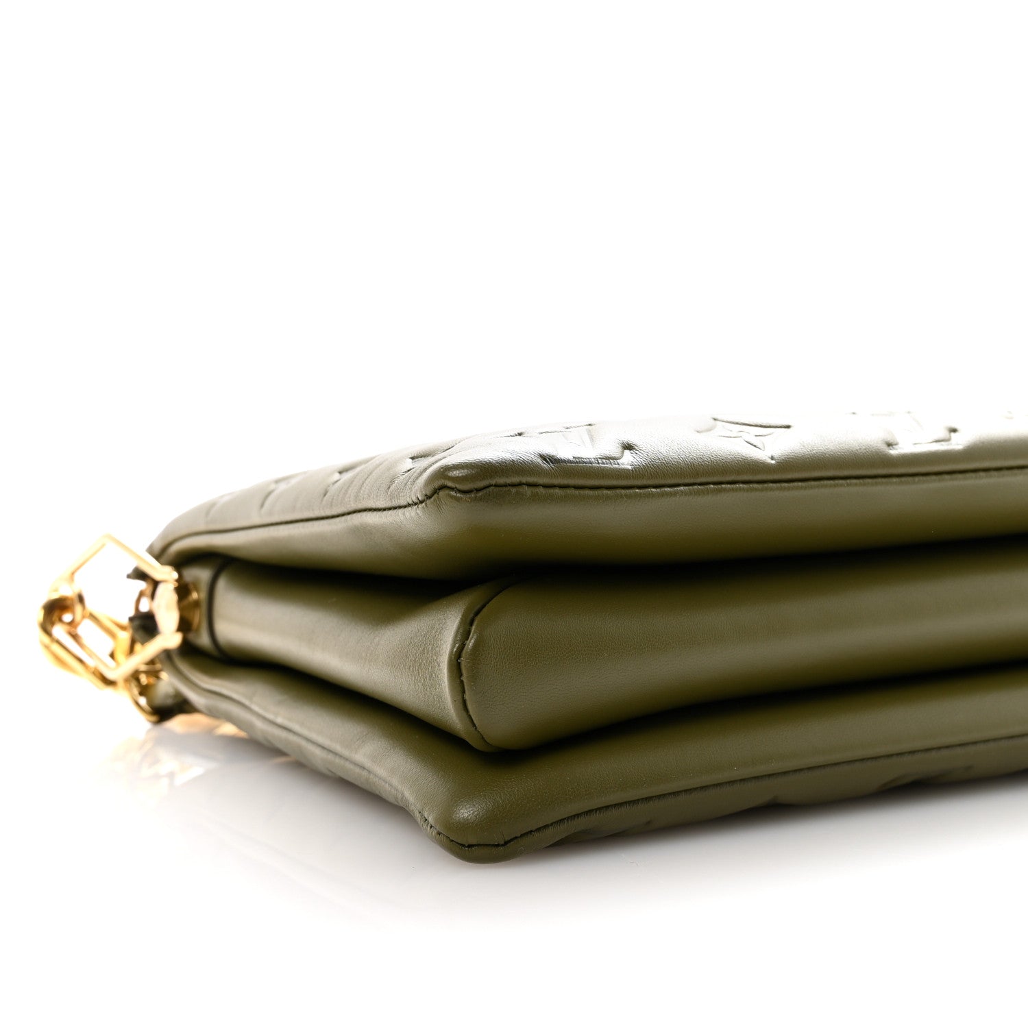 Lambskin Embossed Monogram Coussin MM Khaki