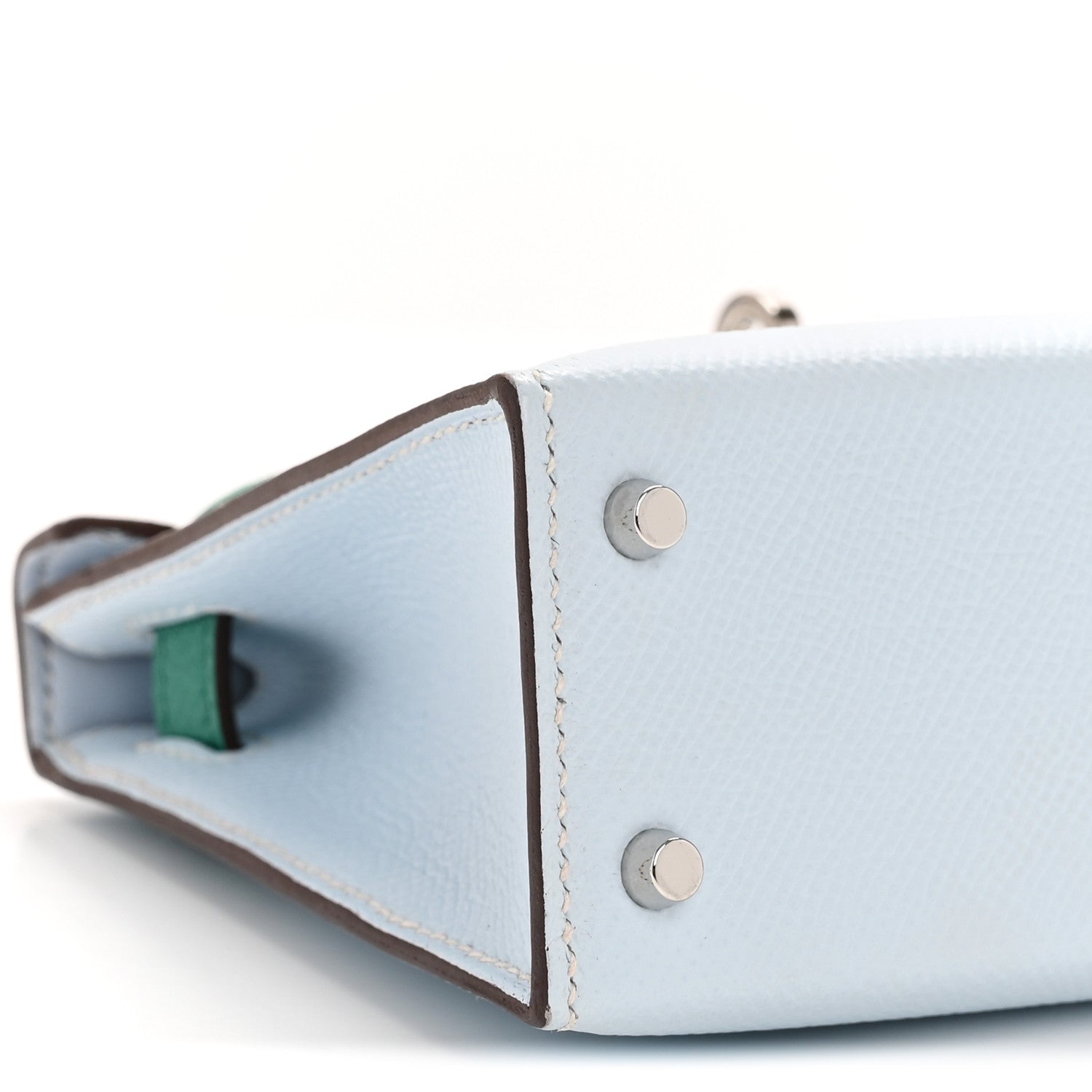 Epsom Mini Kelly Sellier 20 Bleu Brume Vert Jade Gold