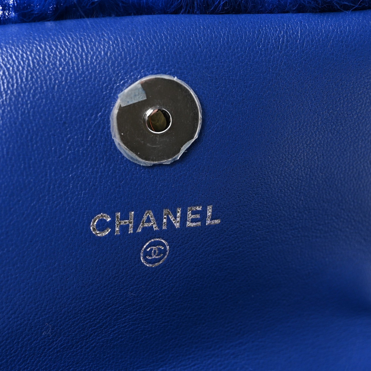 Shearling Lambskin CC Hook Card Holder Blue