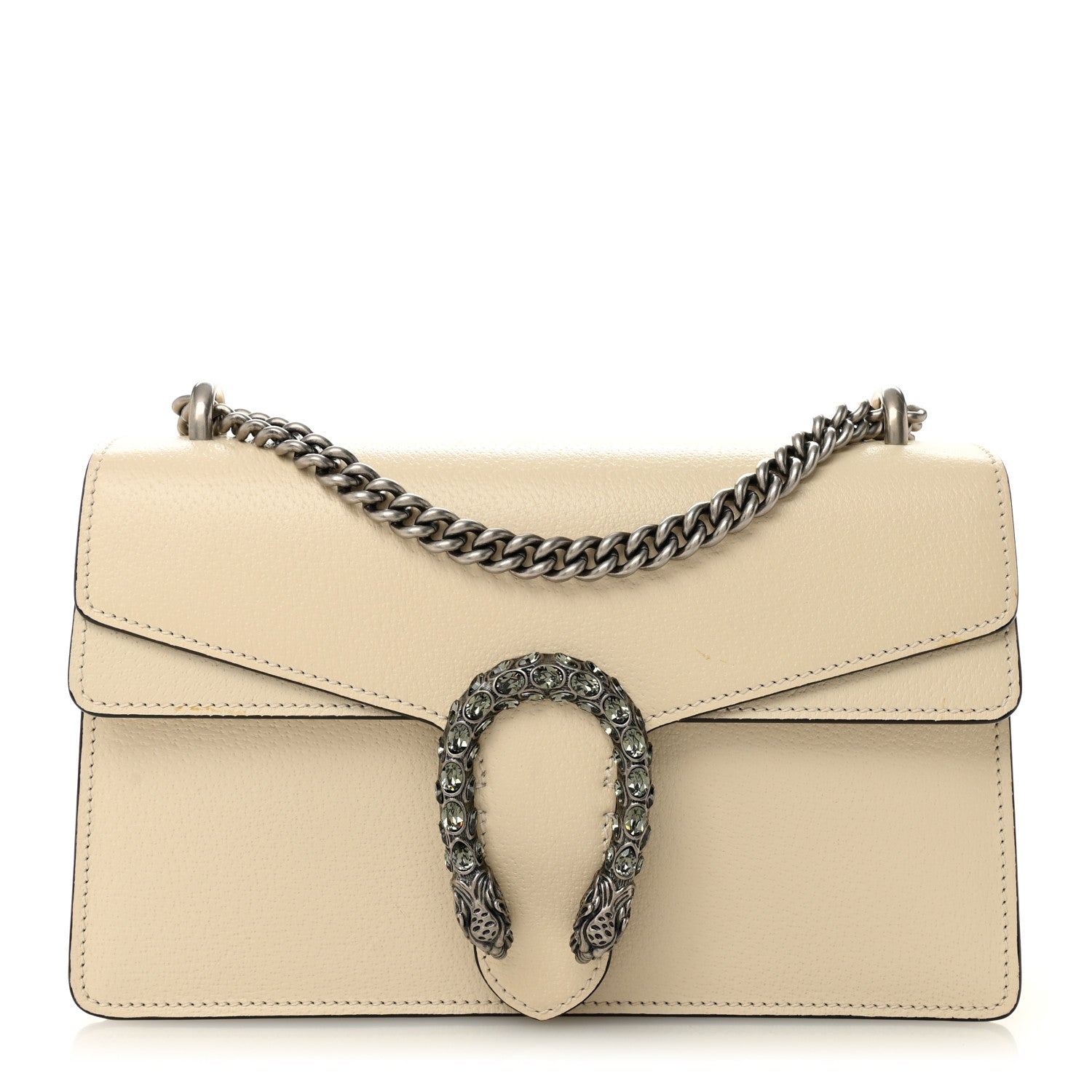 Textured Calfskin Crystal Small Dionysus Shoulder Bag Mystic White