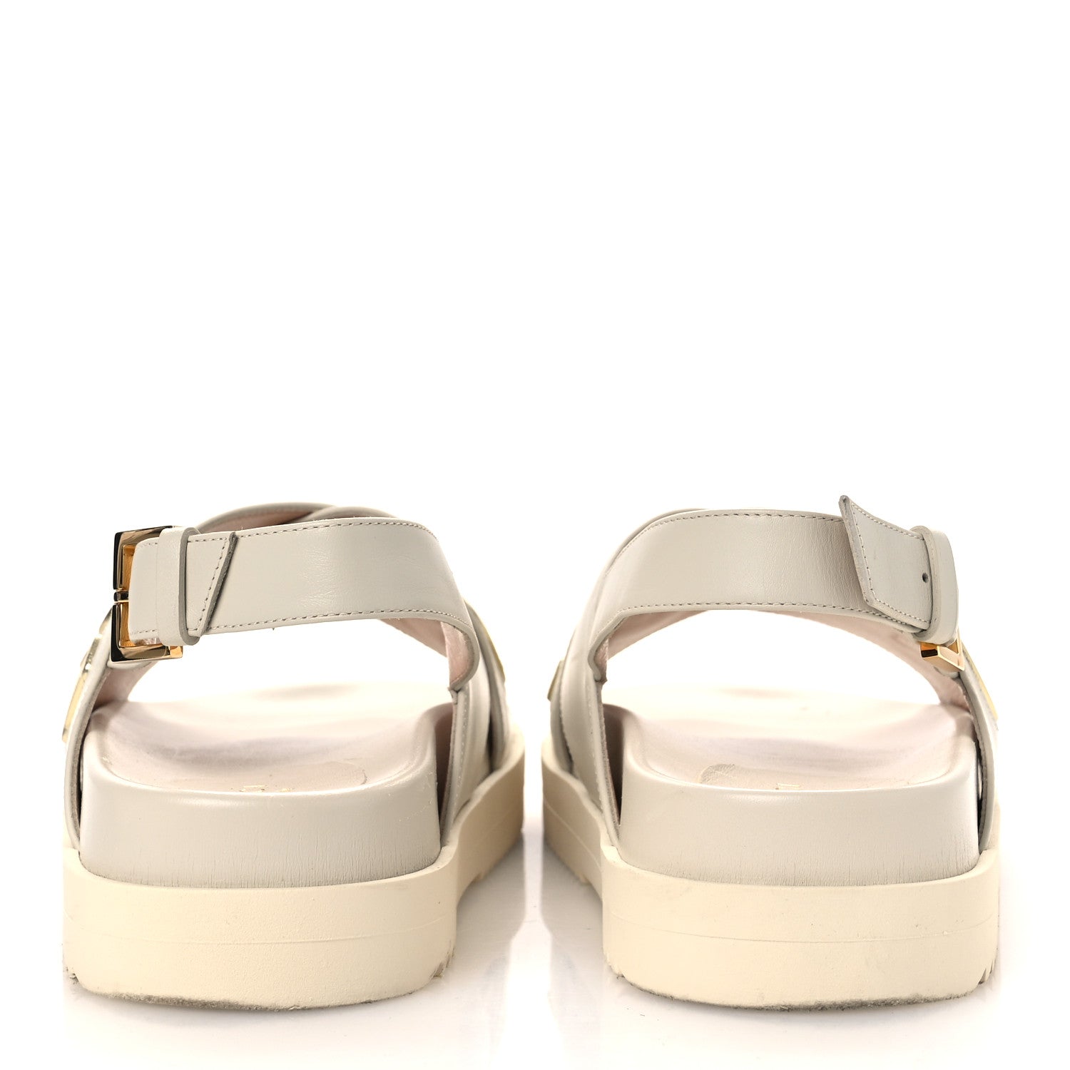 Calfskin Elizabeth Nappa Charlotte Logo Slingback Sandals 37.5 Mystic White Platino