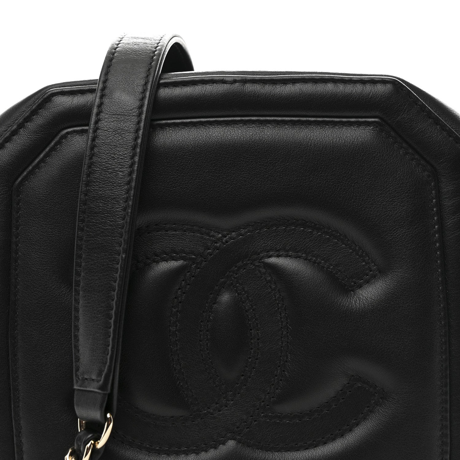 Calfskin CC Clock Camera Case Black