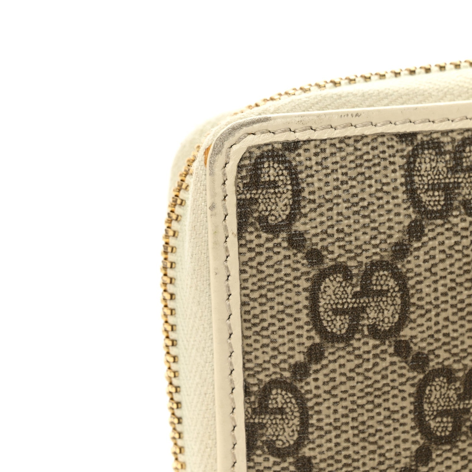 GG Supreme Monogram Azalea Calfskin Horsebit 1955 Zip Around Wallet Beige Ebony Mystic White