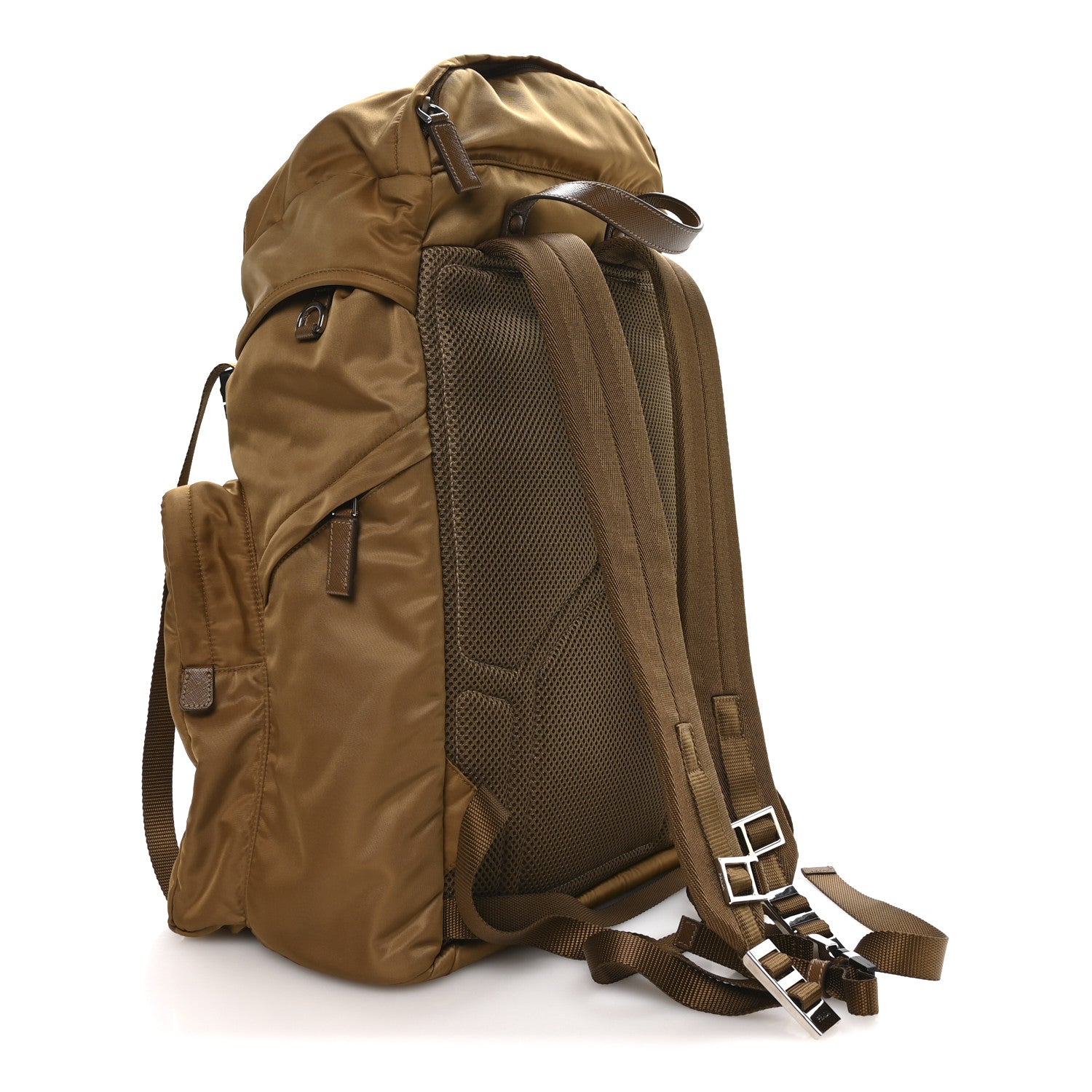 Re-Nylon Saffiano Mens Harness Strap Backpack Tabacco