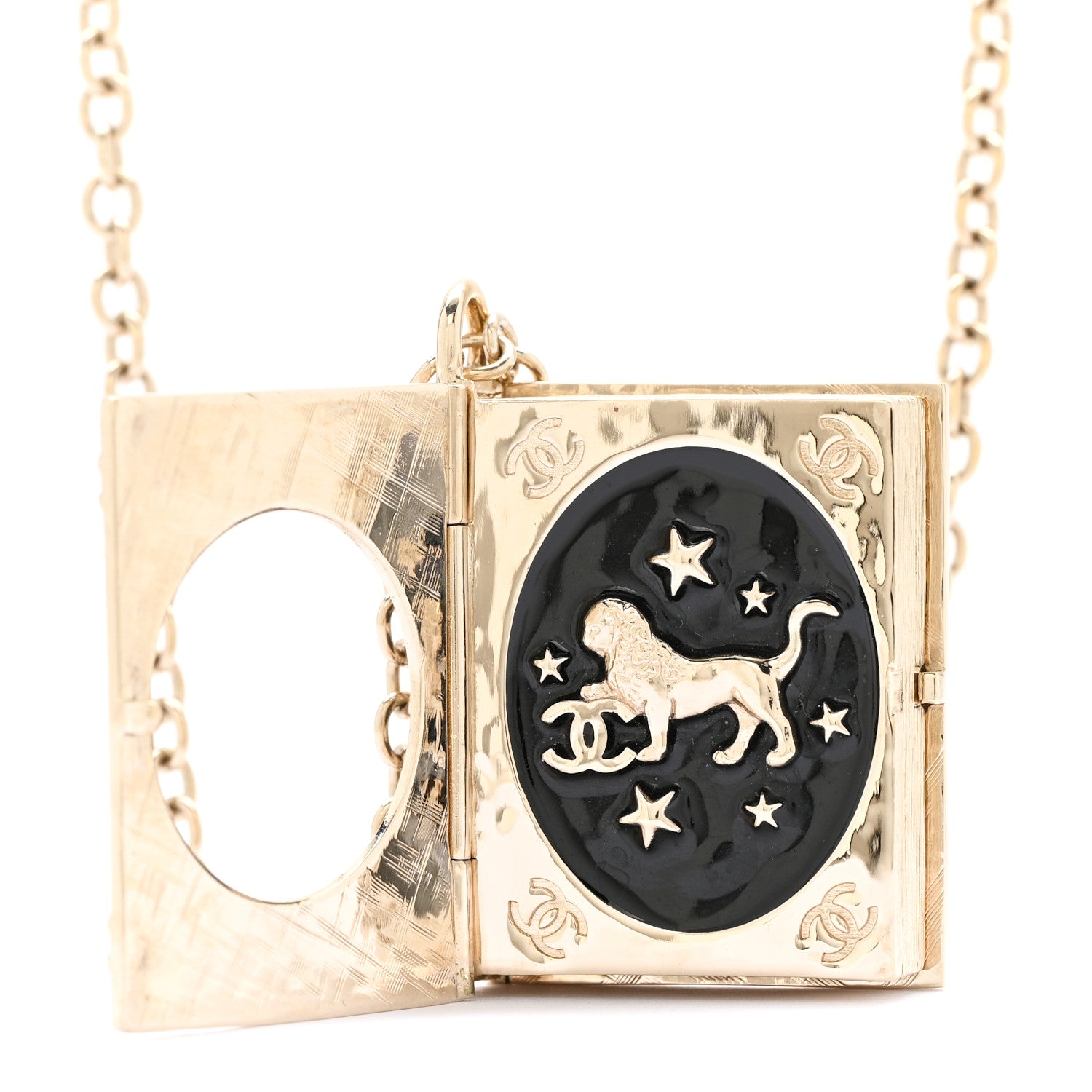 Metal Long Necklace Gold Black