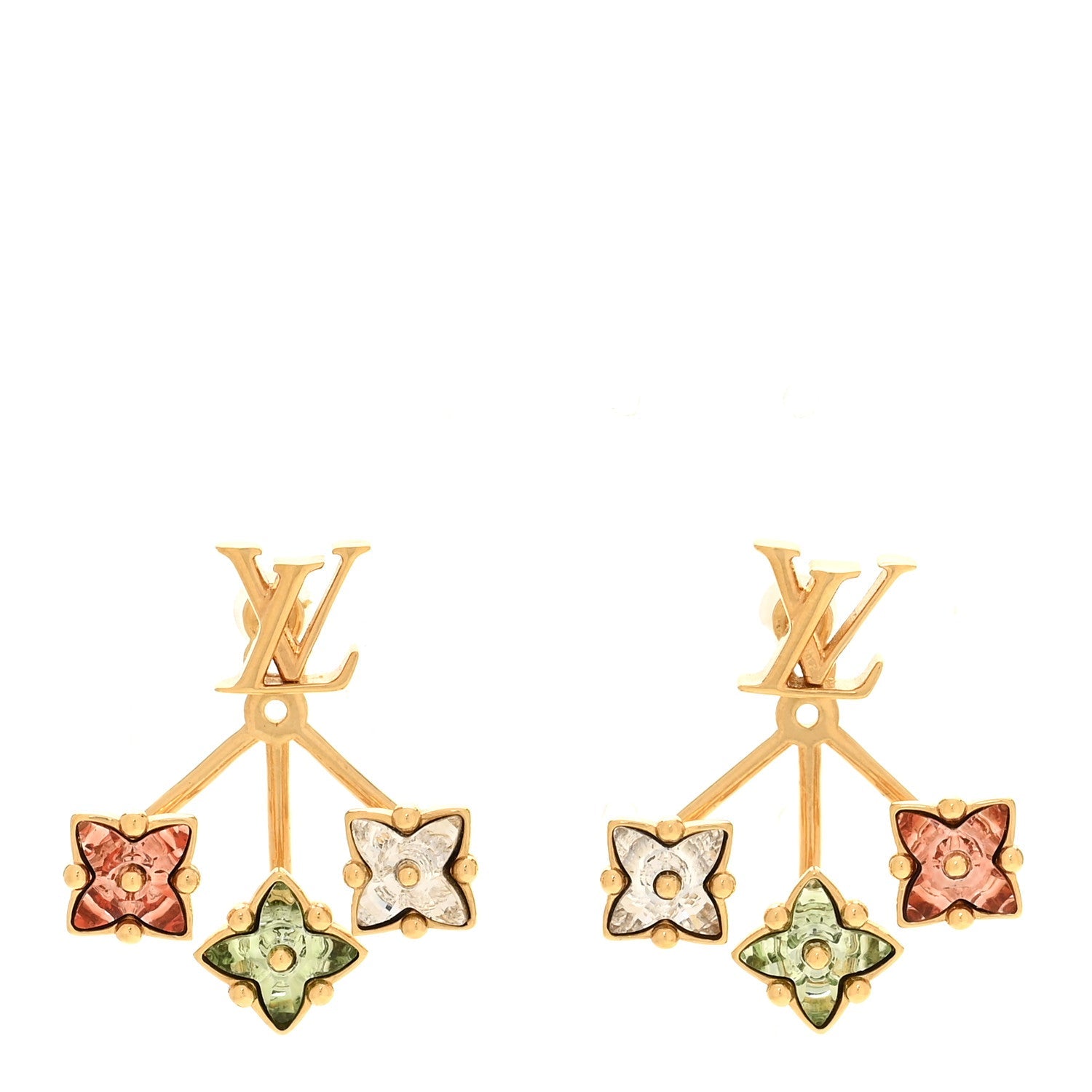Metal Crystal Loulougram Earrings Multicolor