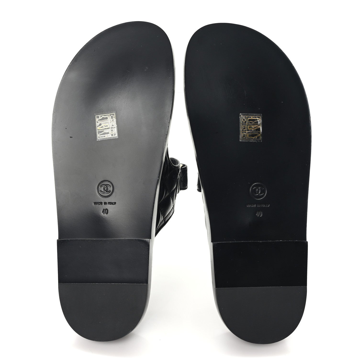 Lambskin Quilted Velcro Dad Chain CC Slide Sandals 40 Black