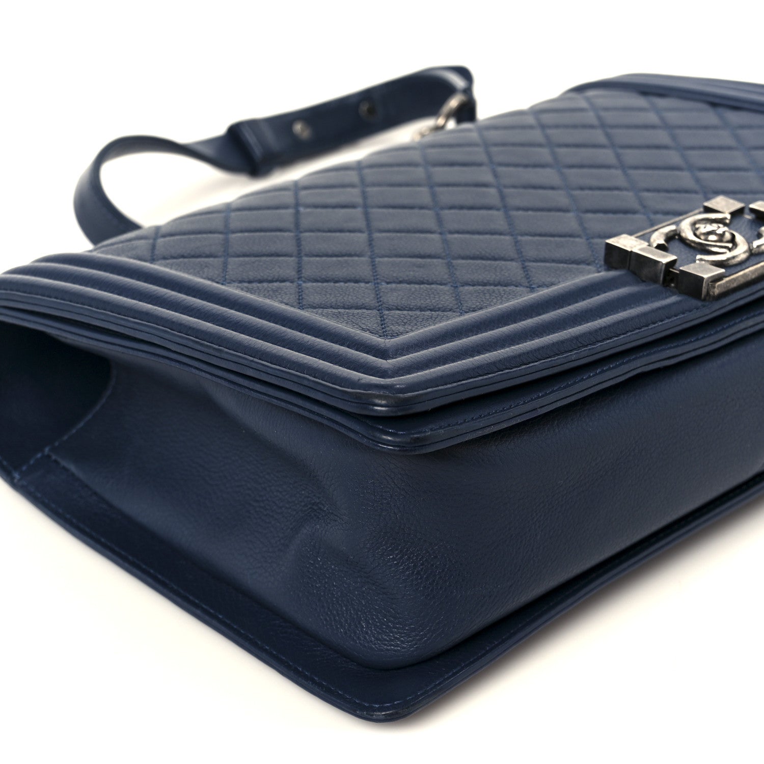 Calfskin Quilted New Medium Boy Flap Dark Blue