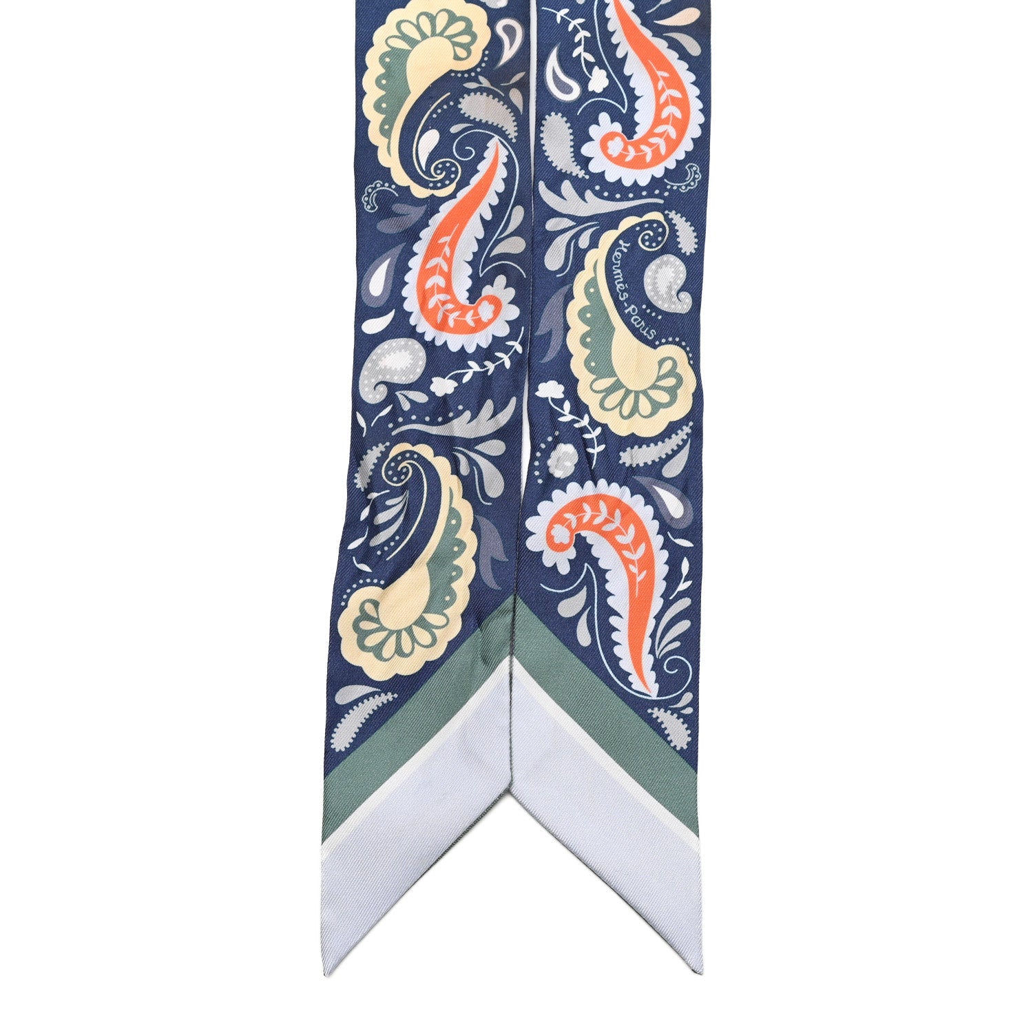 Silk Guepards Bandana Twilly Marine Clair Bleu Ciel Vert