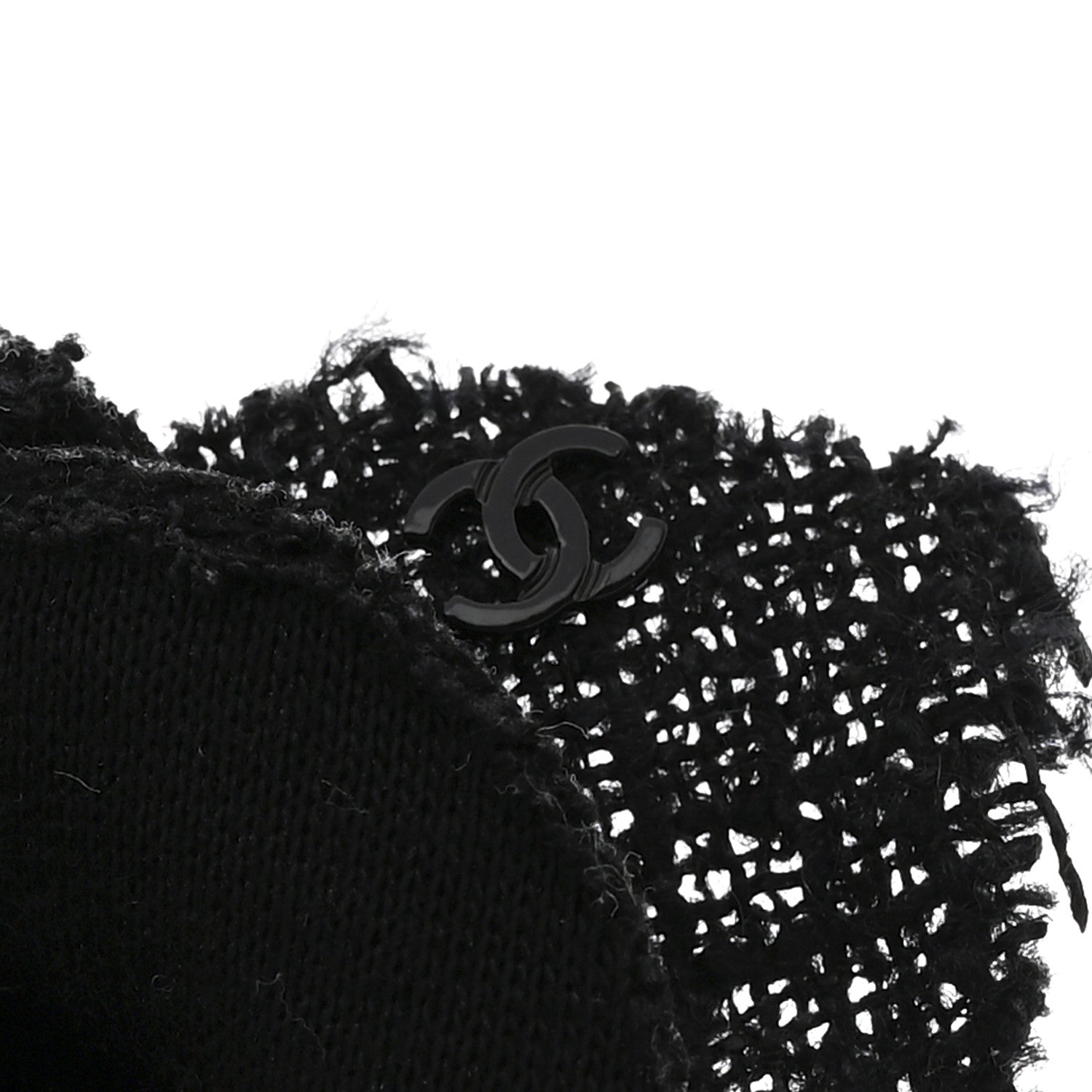Tweed Camellia Pin Brooch Black