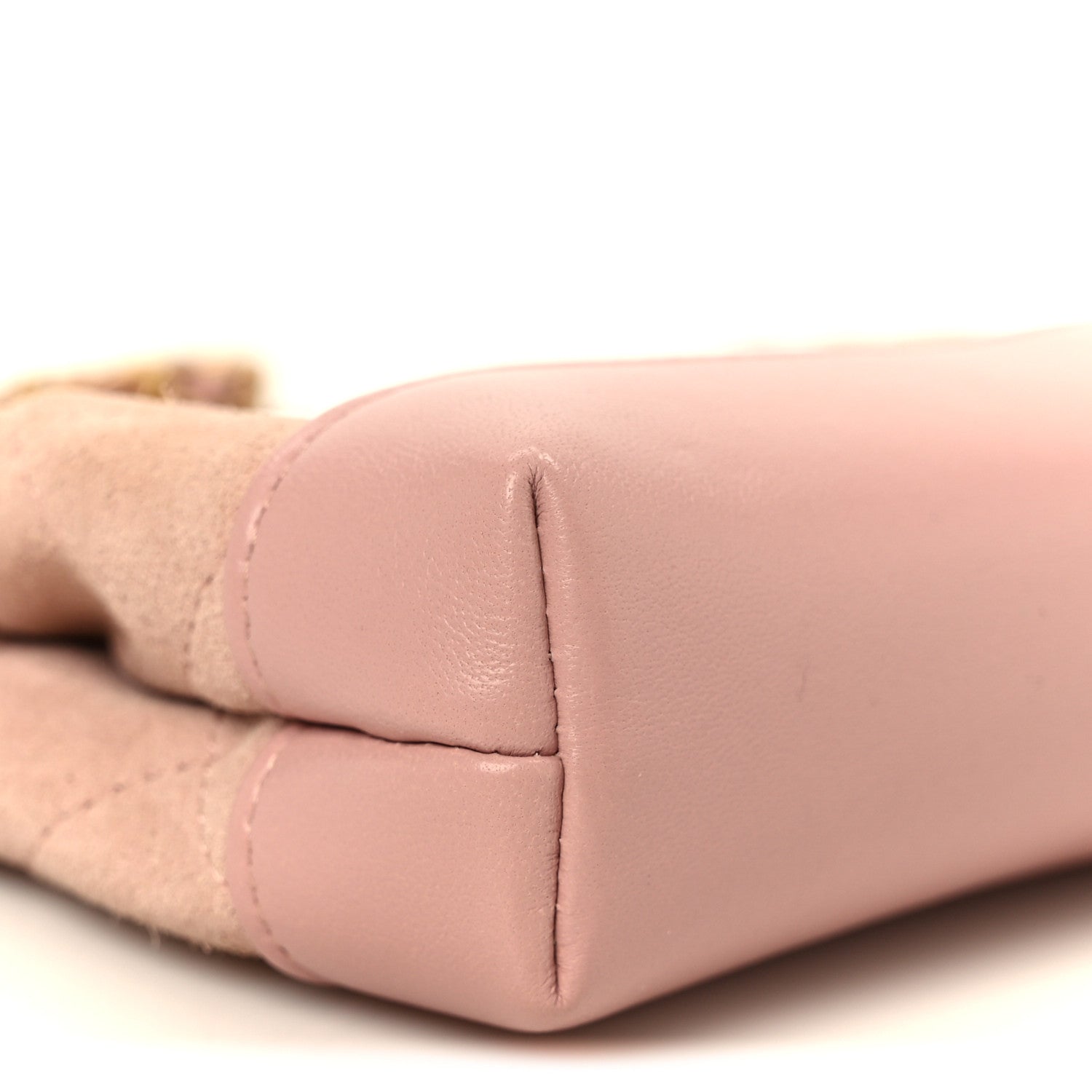 Suede Shiny Crumpled Calfskin Quilted Micro 31 Shopping Bag Light Pink