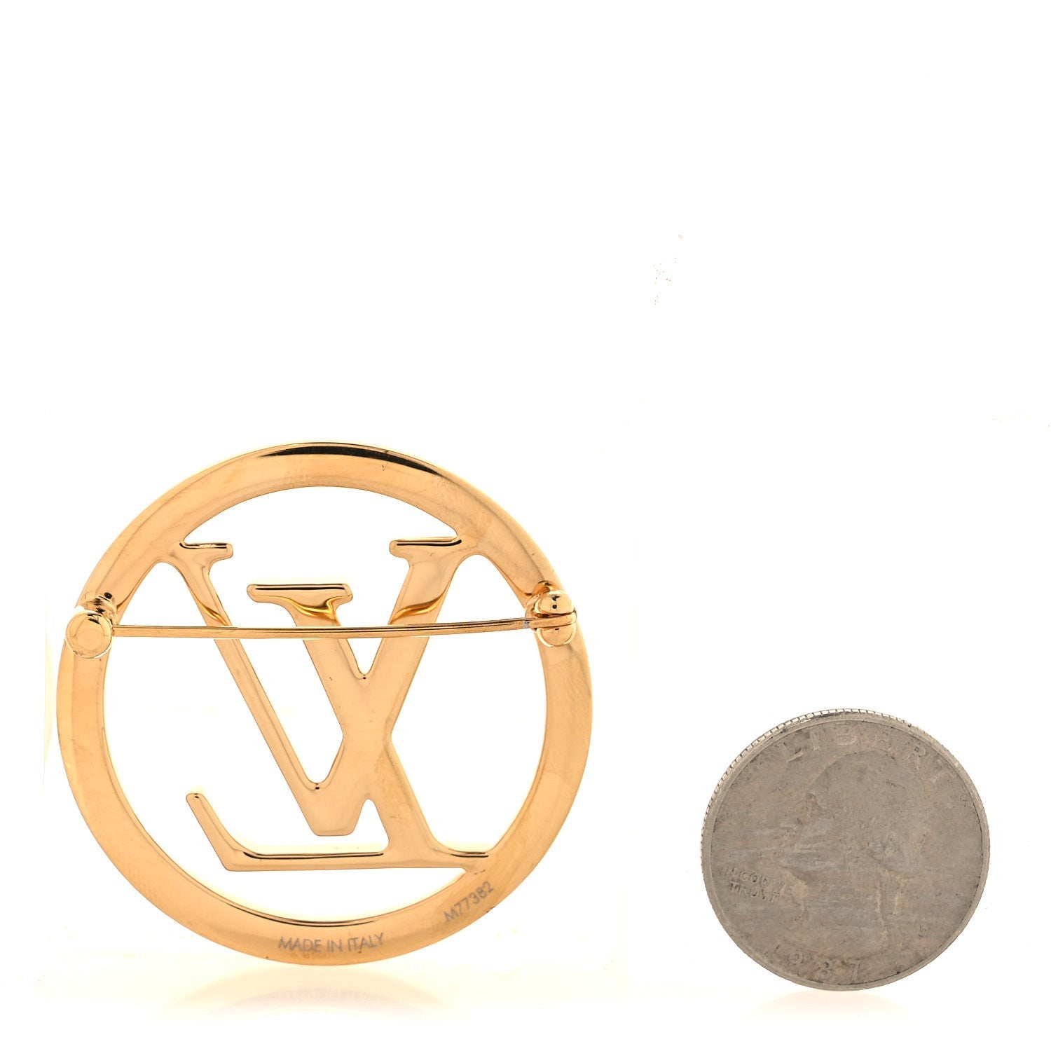 Metal LV Brooch Gold