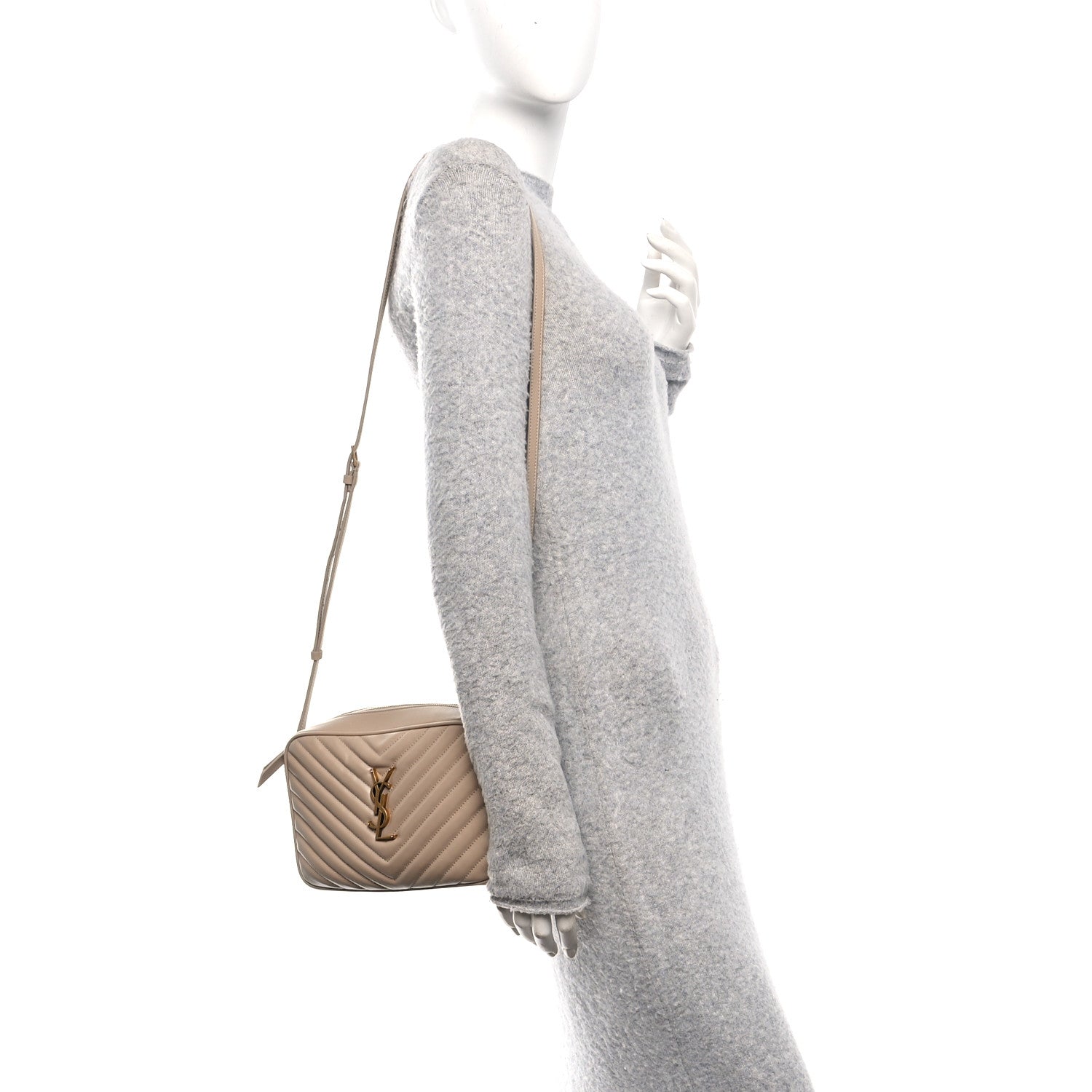 Calfskin Matelasse Monogram Lou Camera Bag Dark Beige