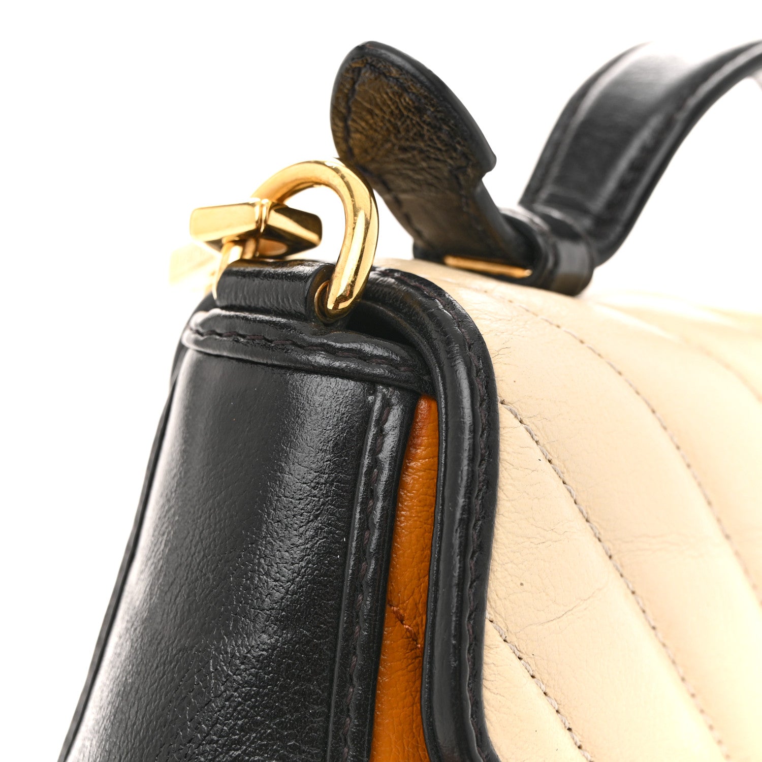 Azalea Calfskin Matelasse Diagonal Mini GG Marmont Top Handle Shoulder Bag Cognac Mystic White Black