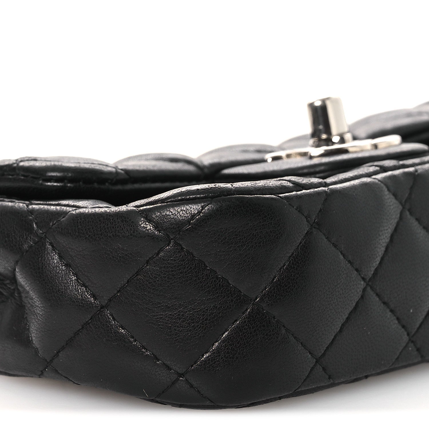 Lambskin Quilted Double Mini Flap Crossbody Black