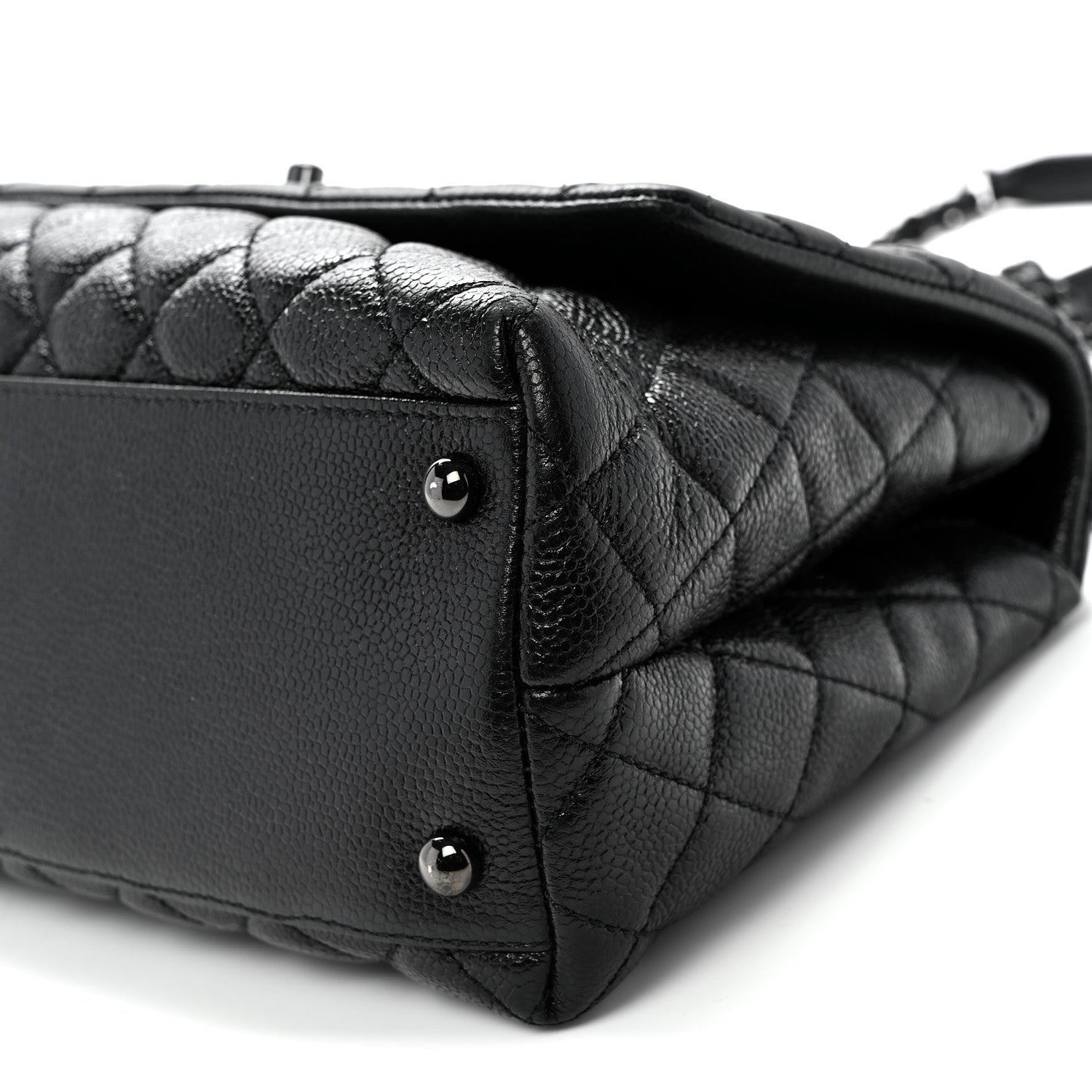 Caviar Quilted Small Coco Handle Flap So Black