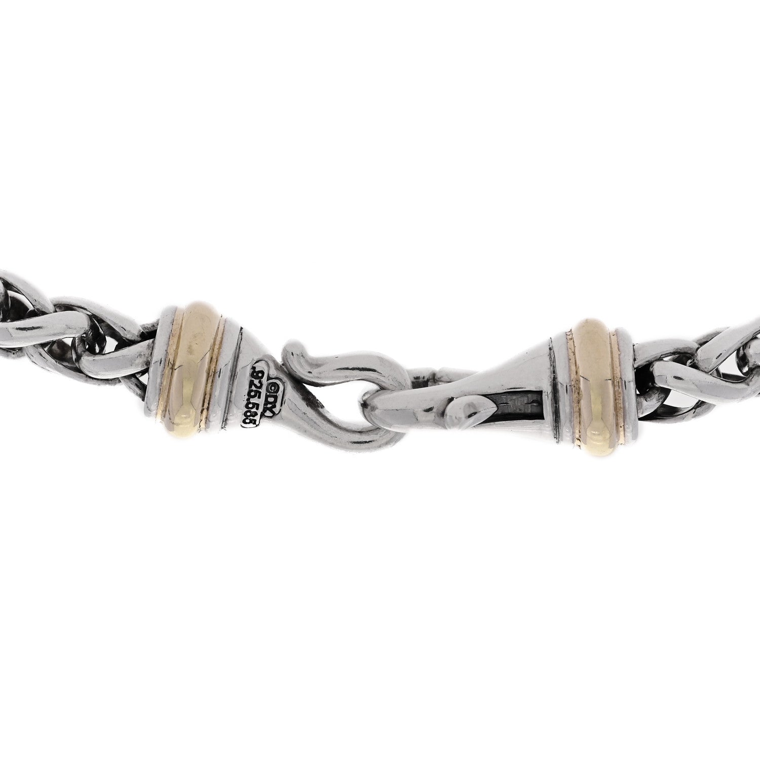 Sterling Silver 14K Yellow Gold 6mm Wheat Chain Necklace