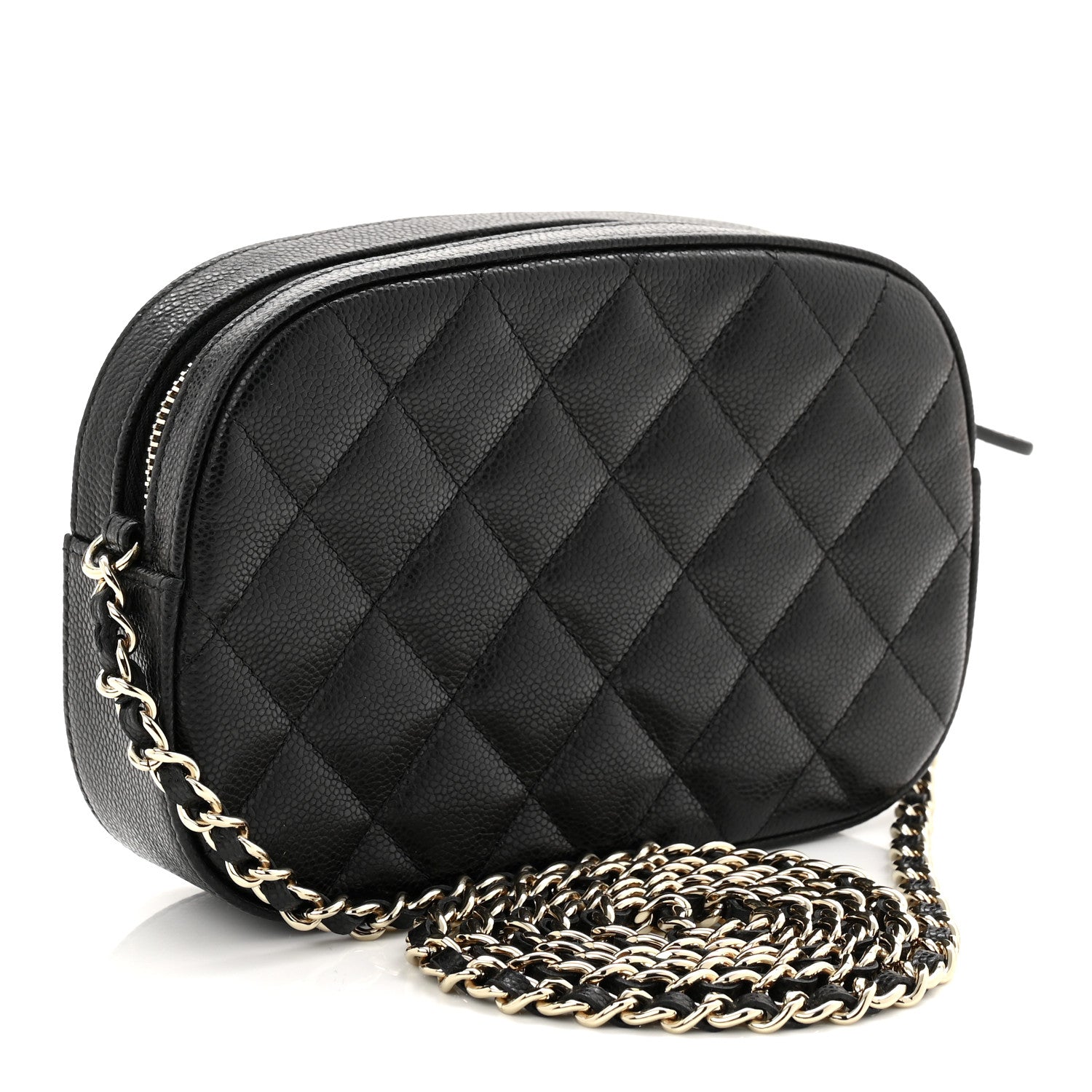 Caviar Quilted Chain Camera Bag Black