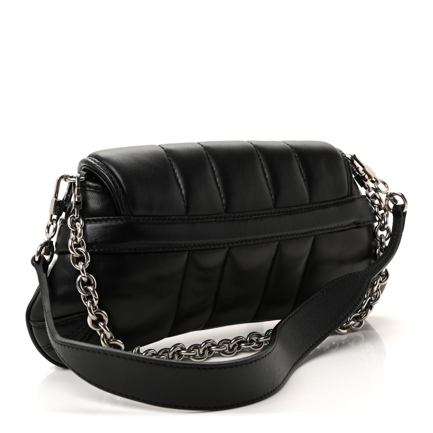 Nappa Vertical Matelasse Small Maxi Horsebit Chain Shoulder Bag Black