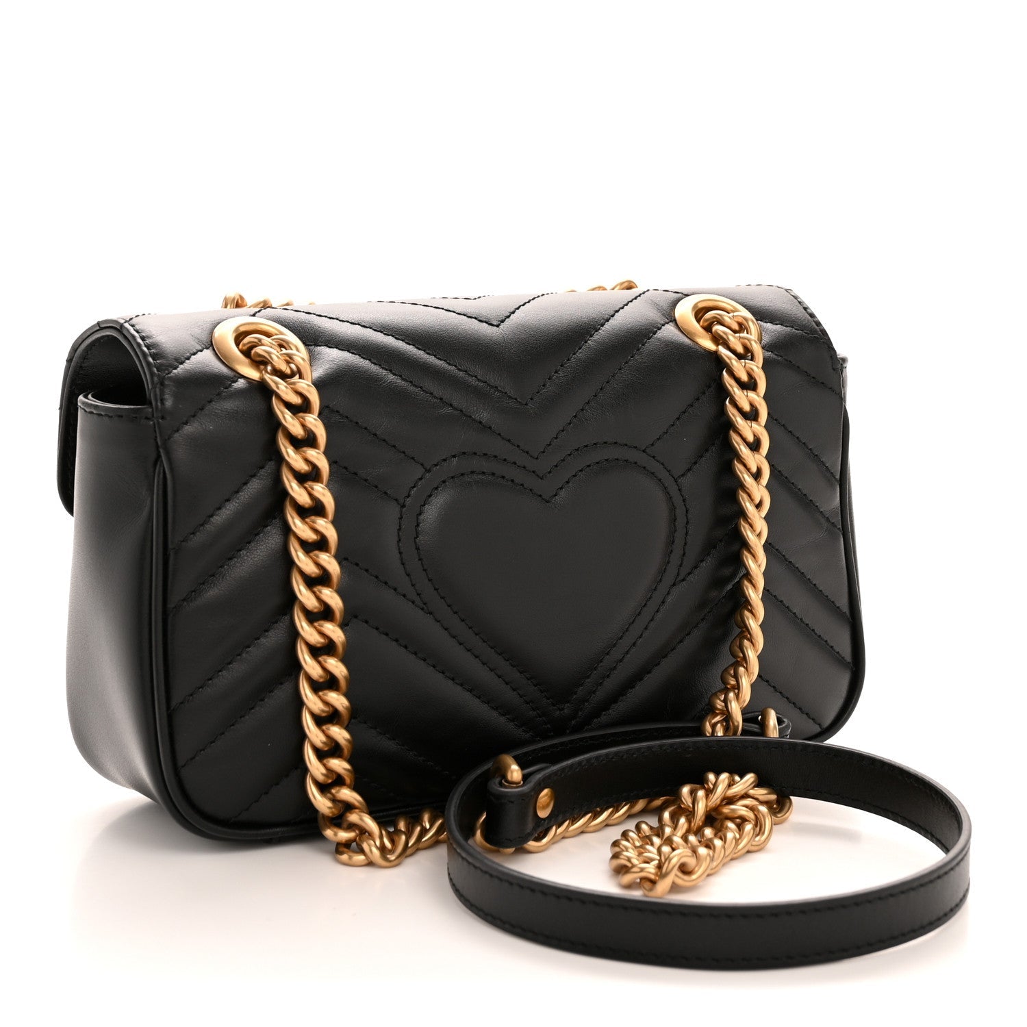 Calfskin Matelasse Mini GG Marmont Shoulder Bag Black
