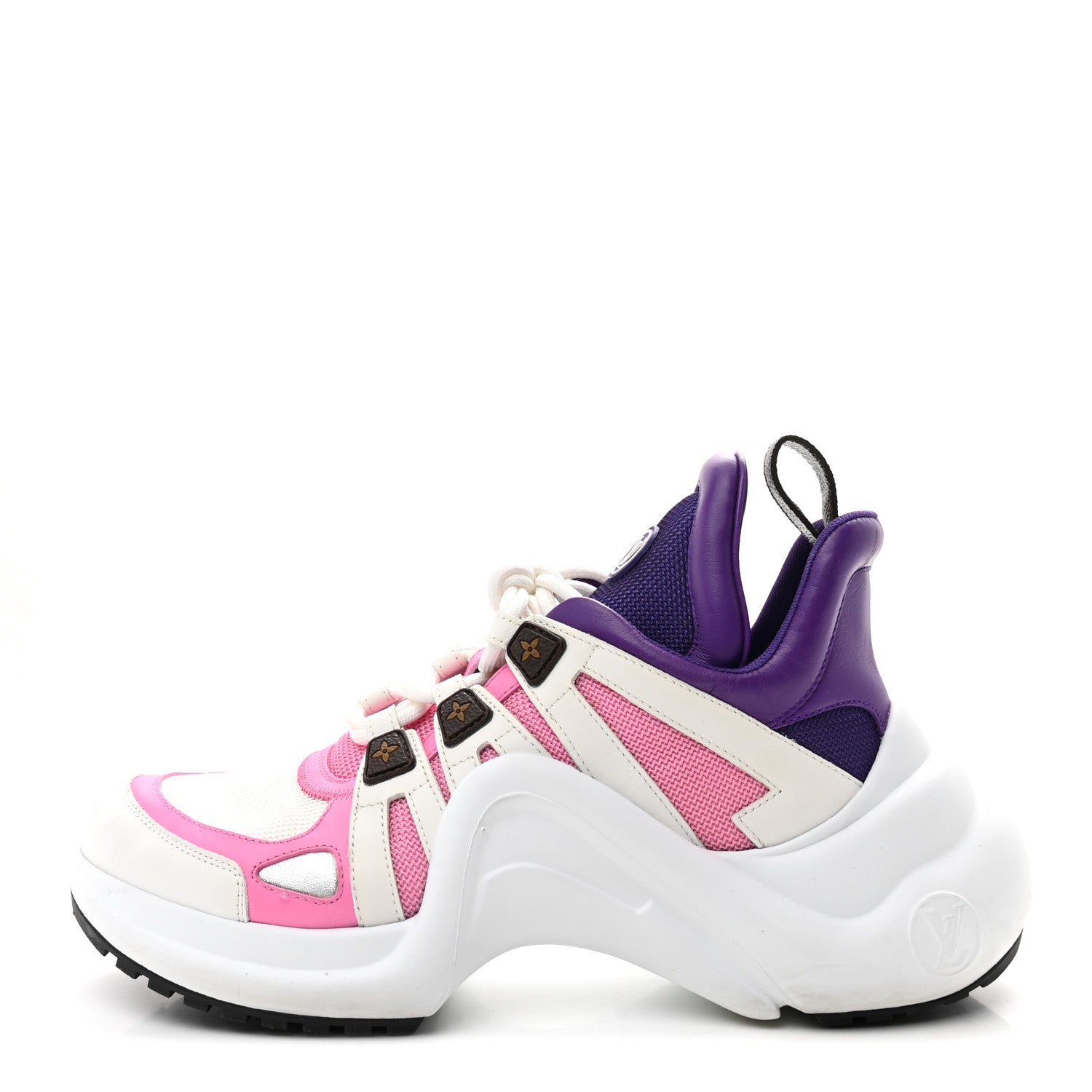 Calfskin Technical Nylon LV Archlight Sneakers 38 White Pink Purple