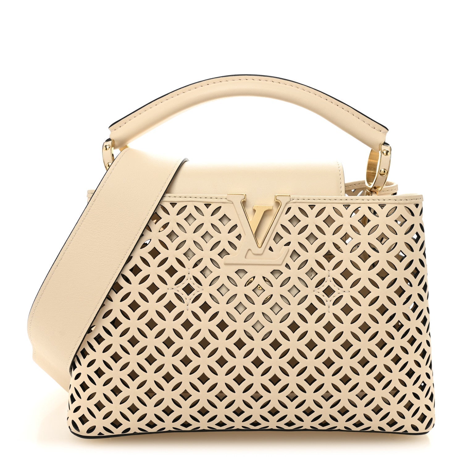 Calfskin Cut-Out Garden Party Capucines BB White