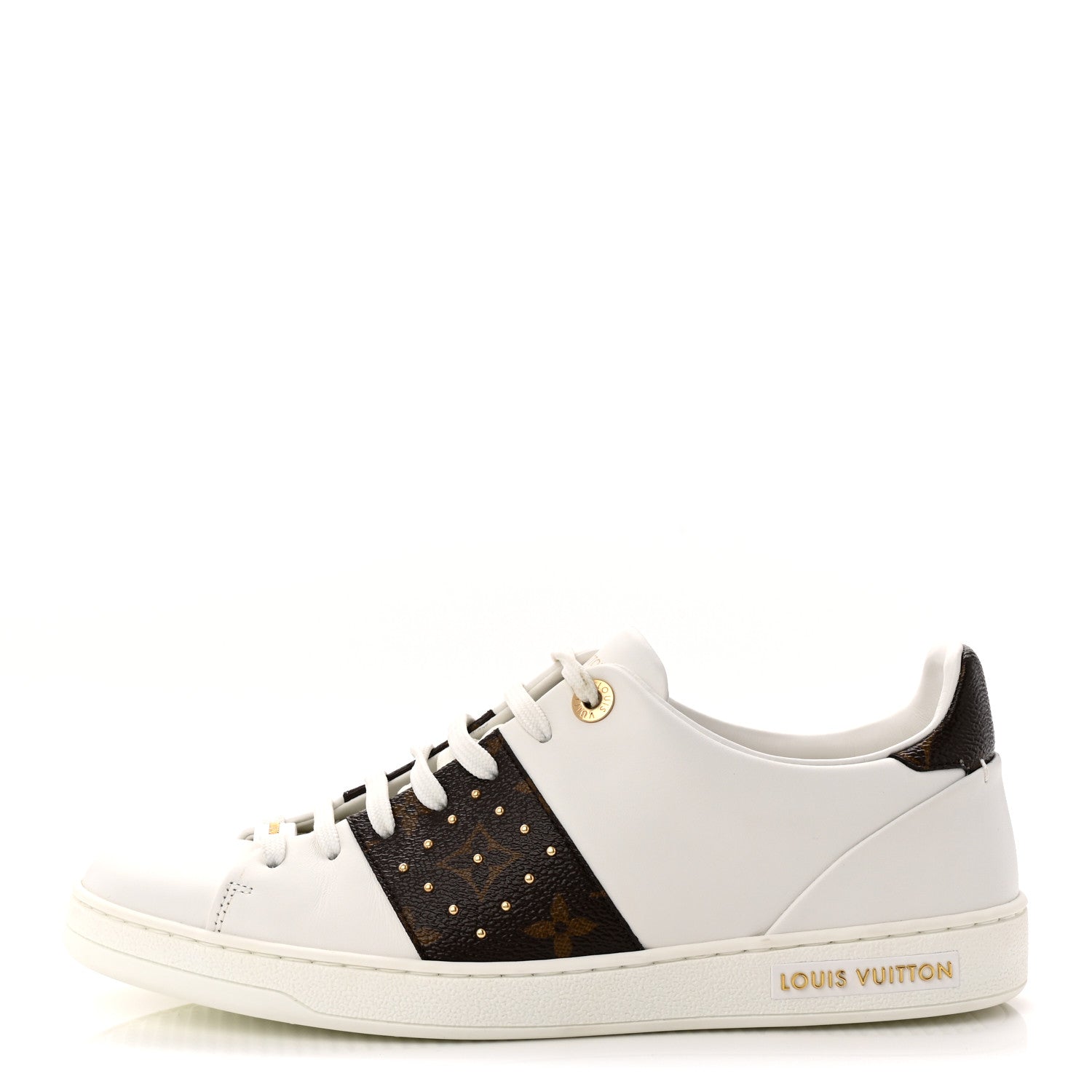 Calfskin Monogram Stud Front Row Sneaker 39 White