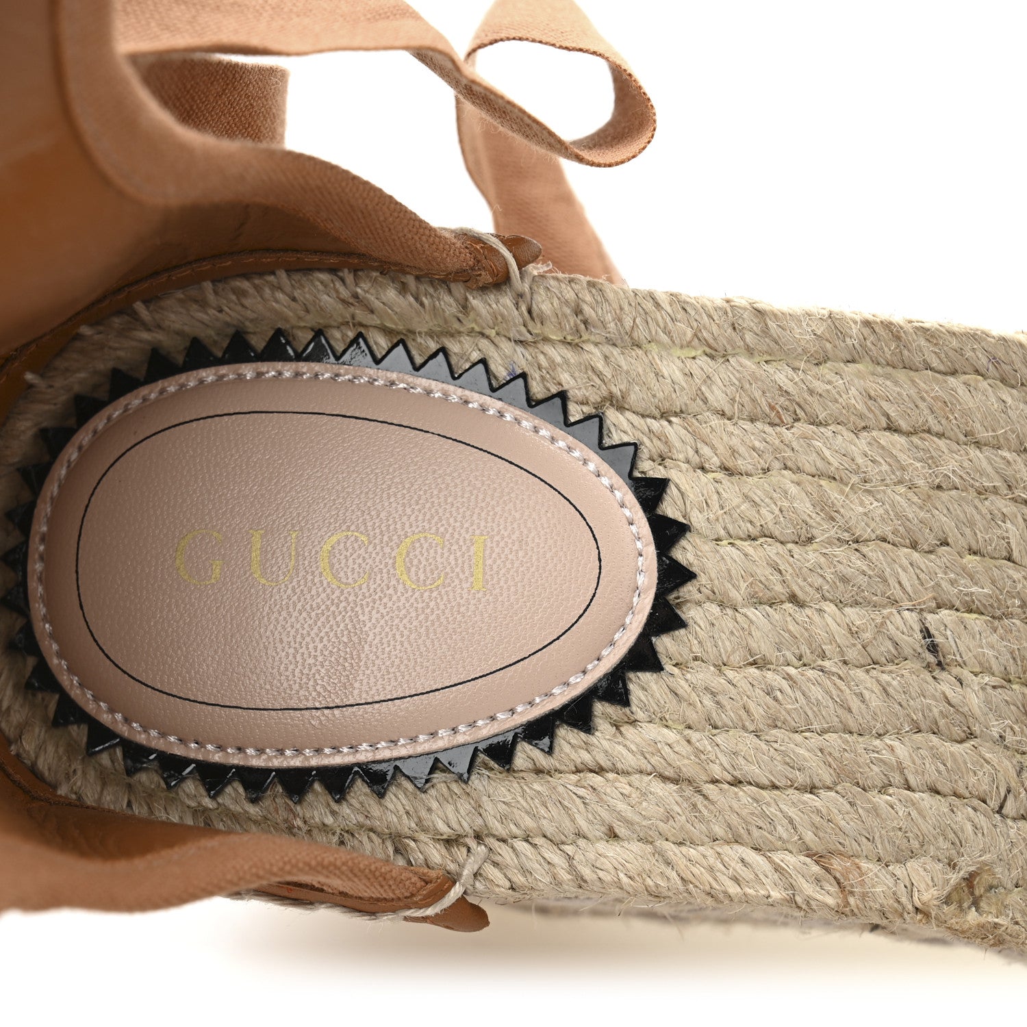 Canvas Damita GG Eyelet Espadrille Wedge Sandals 37.5 Blondie Cognac