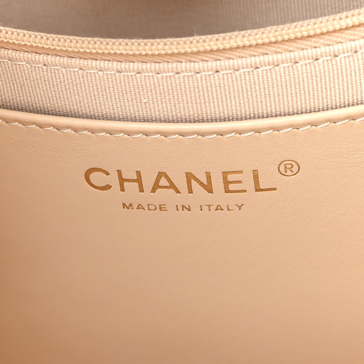 Caviar Stitched Pocket CC Large Tote Light Beige