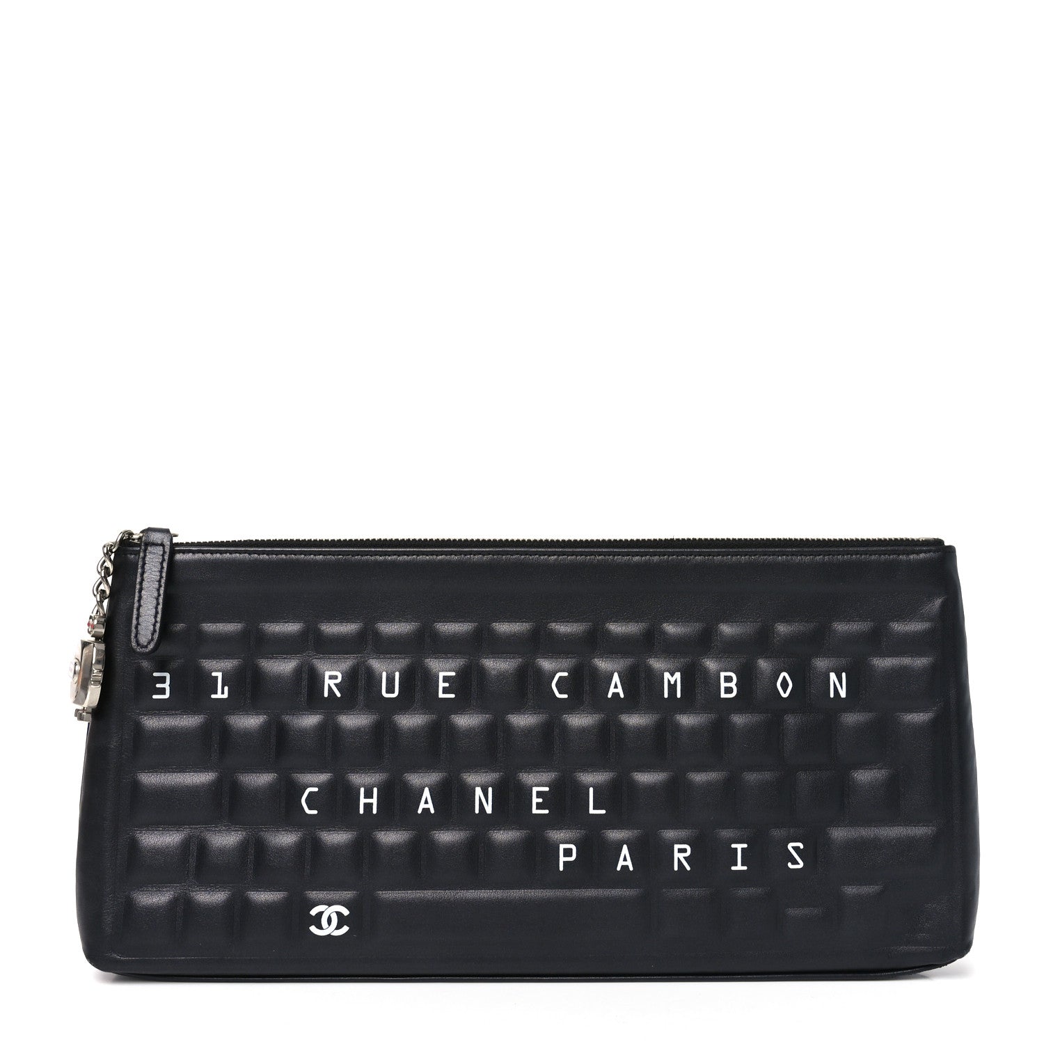 Metallic Calfskin Keyboard Pouch Black