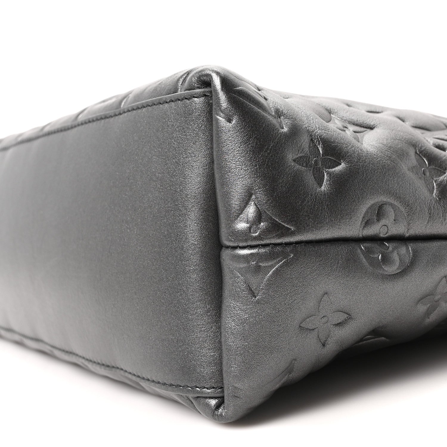 Calfskin Embossed Monogram Coussin Hobo MM Gunmetal Gray