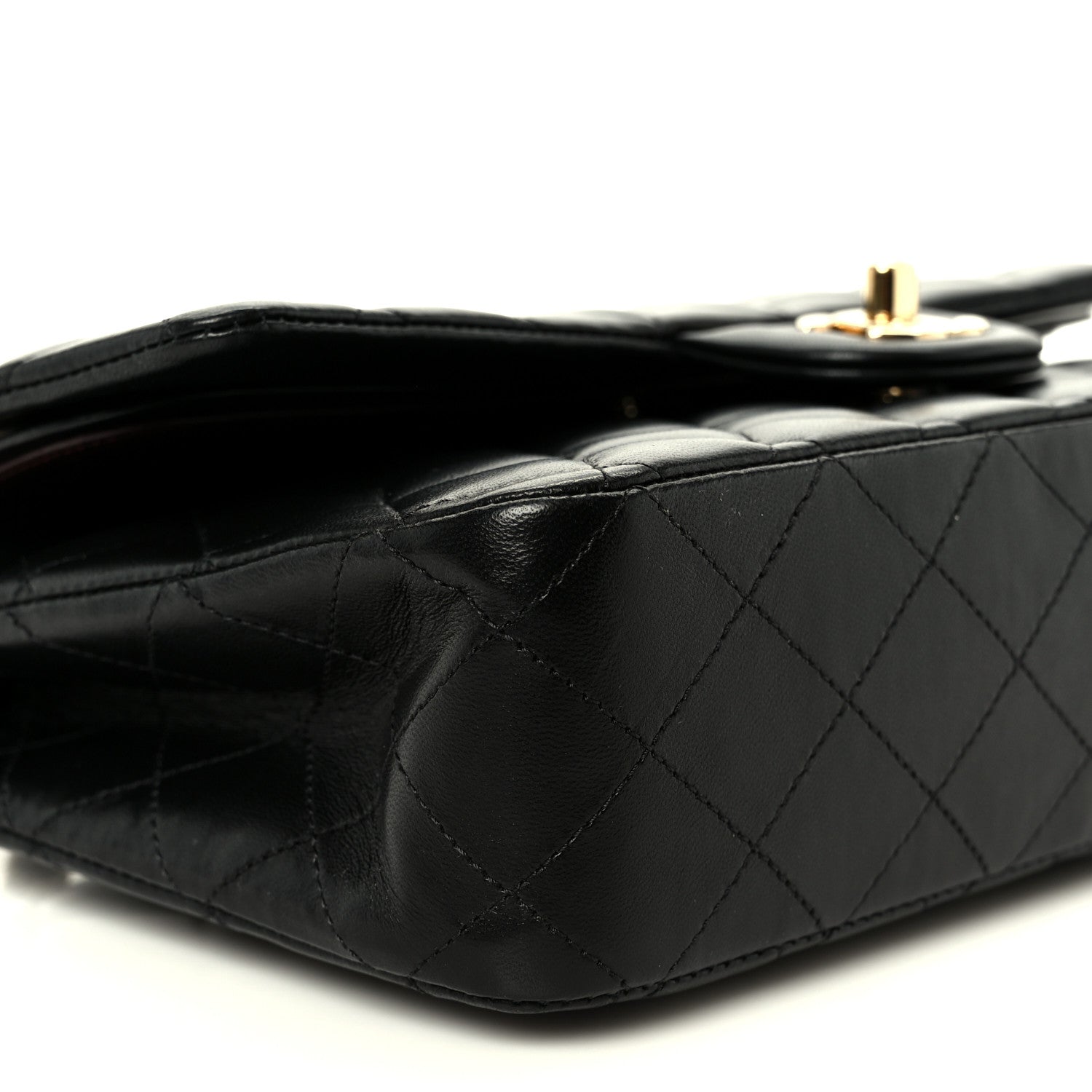 Lambskin Quilted Small Double Flap Black